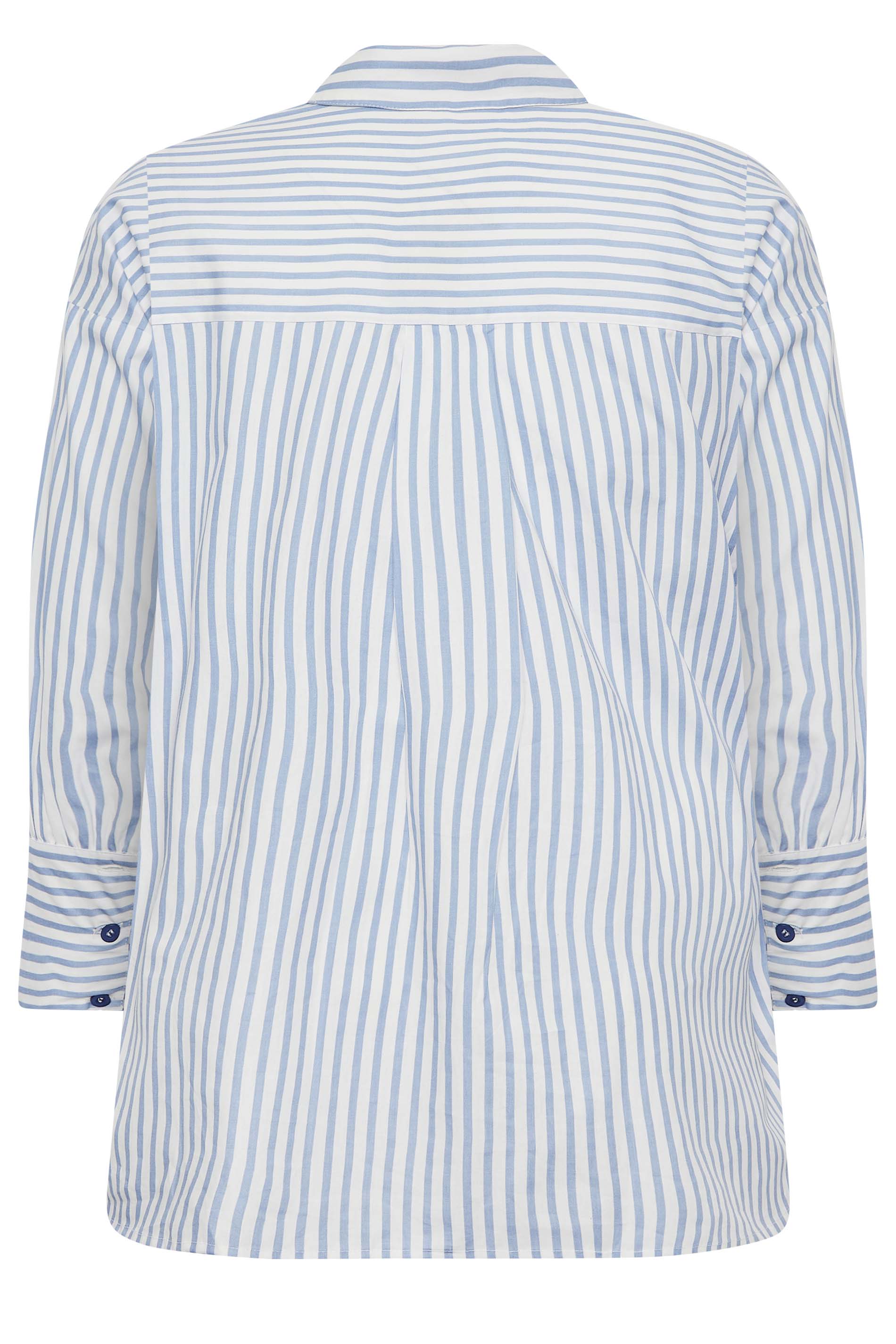 YOURS Plus Size Blue & White Stripe Oversized Shirt | Yours Clothing