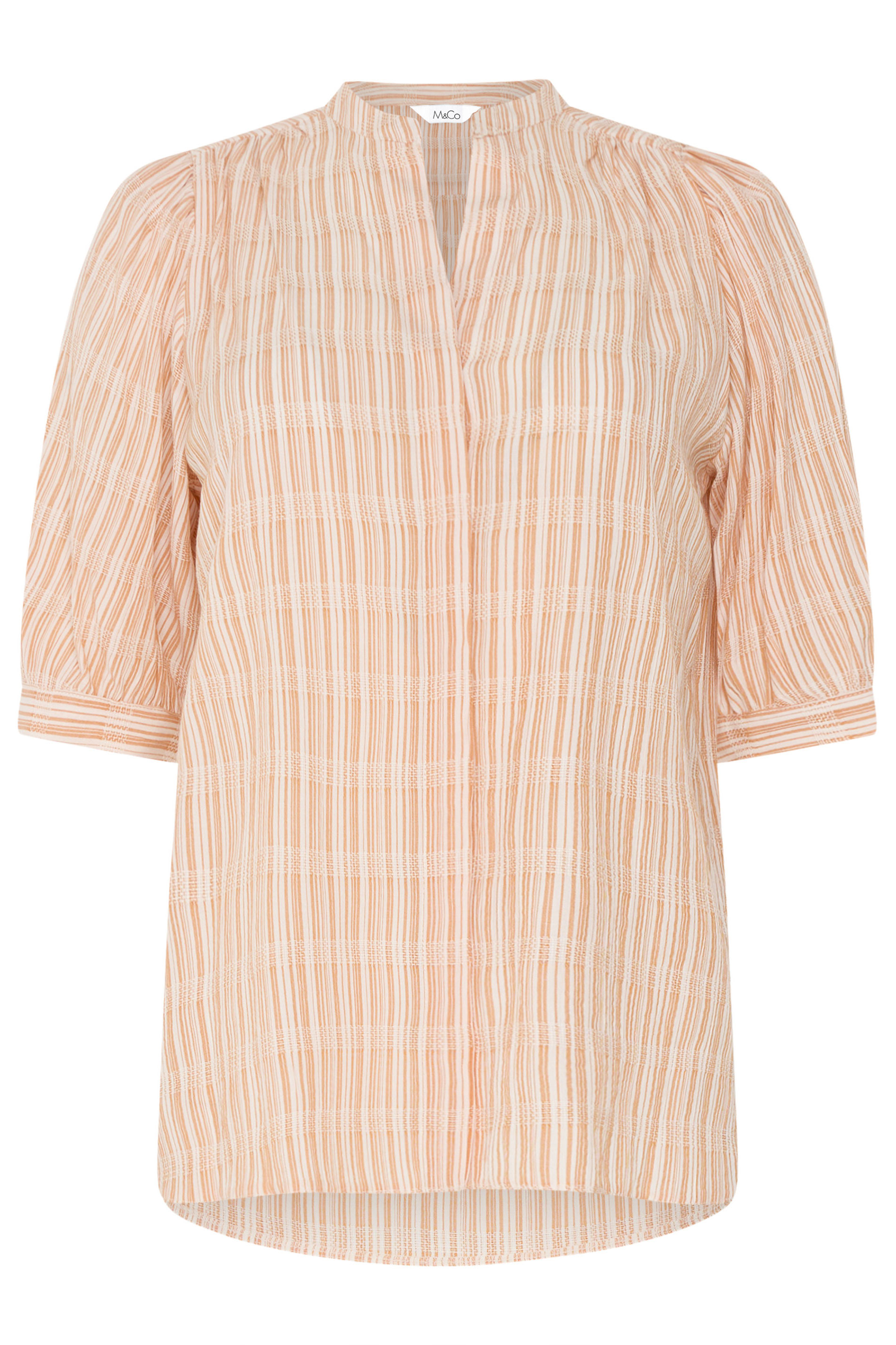 M&Co Orange Stripe Short Puff Sleeve Blouse | M&Co 5