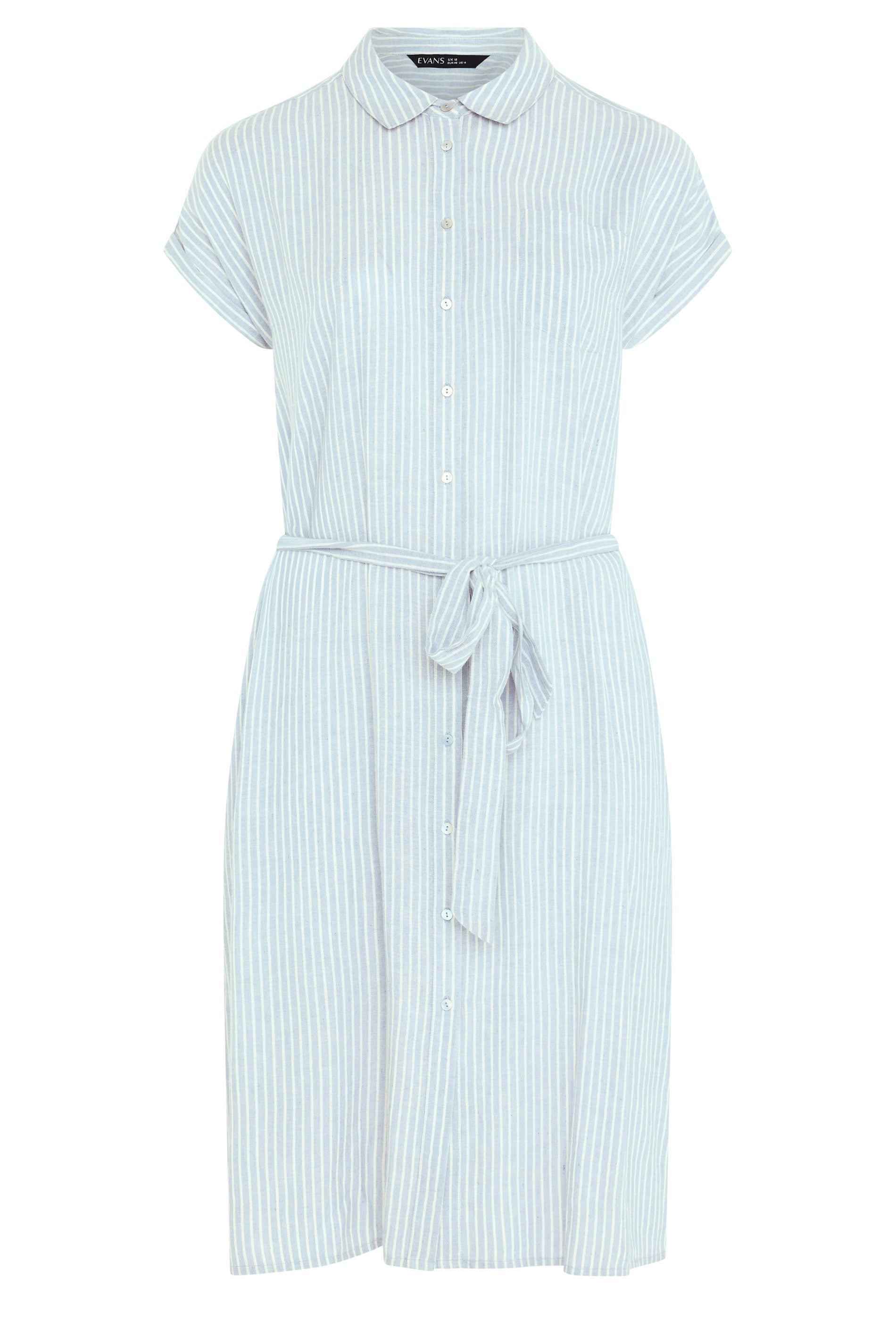 EVANS Plus Size Blue & White Stripe Shirt Dress | Evans 5