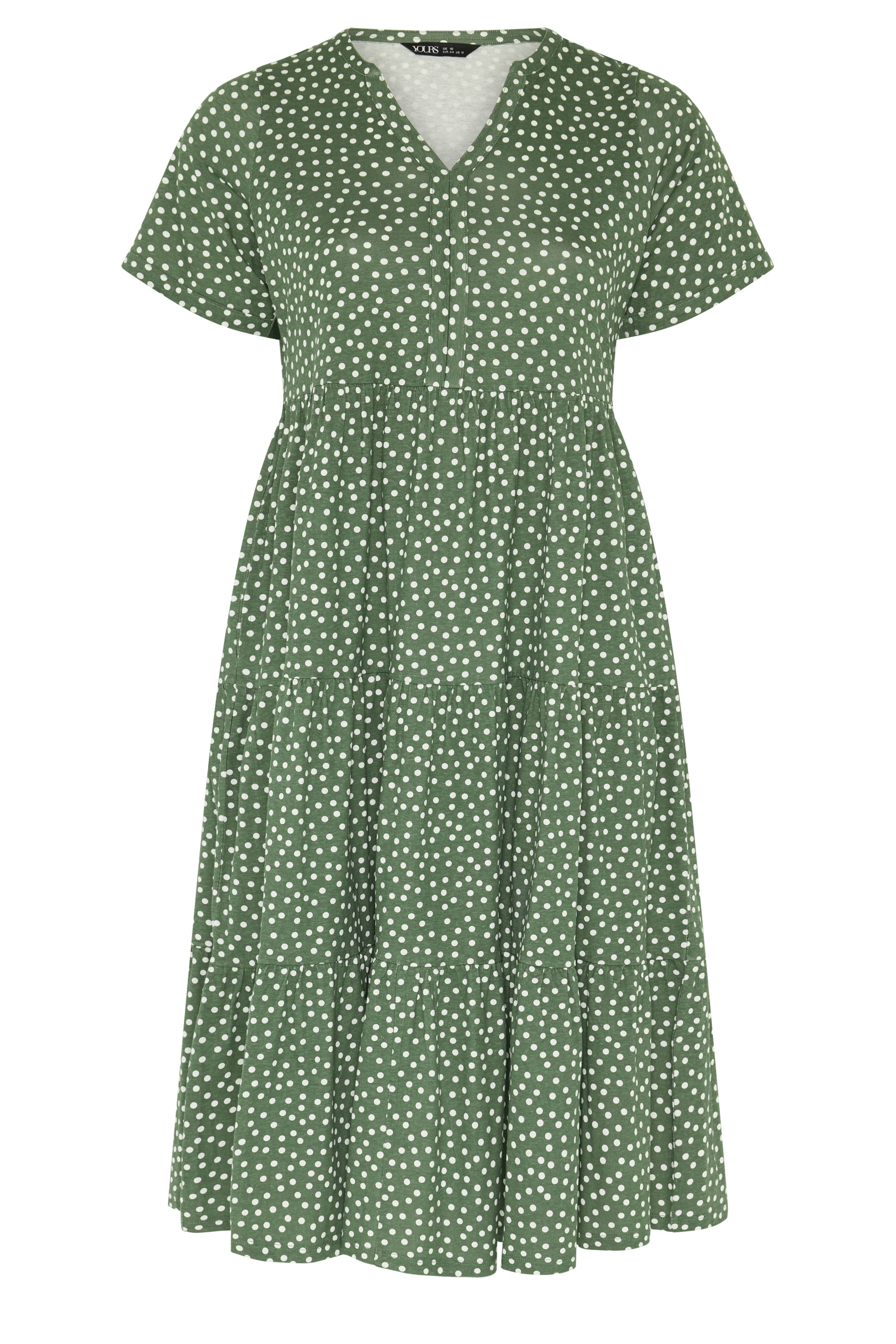 green and white polka dot wrap dress Yours Women's Plus Size Sage Tiered Size 26-28 cf-size-xxs