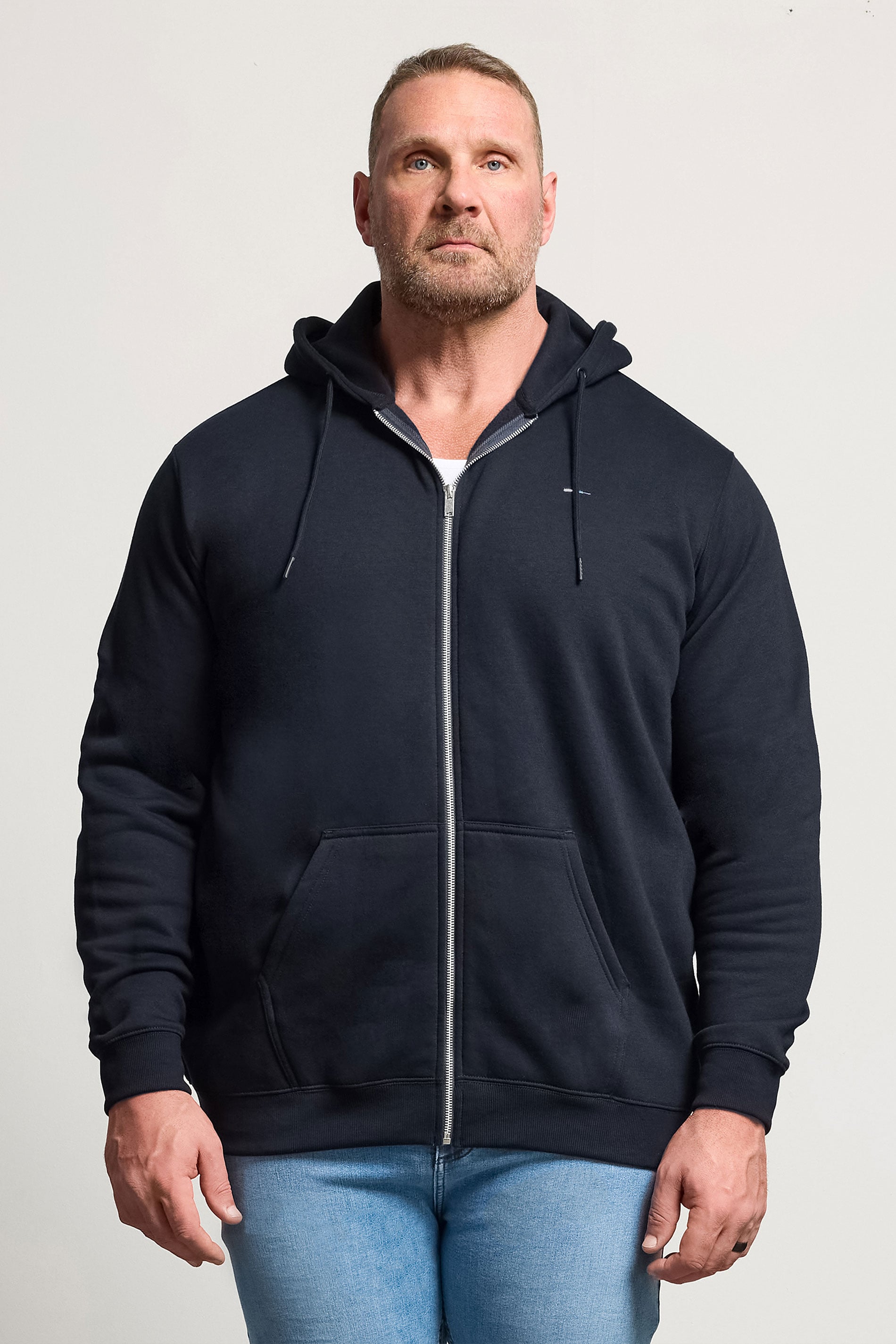 BadRhino Big & Tall Navy Blue Zip Through Hoodie | BadRhino  3