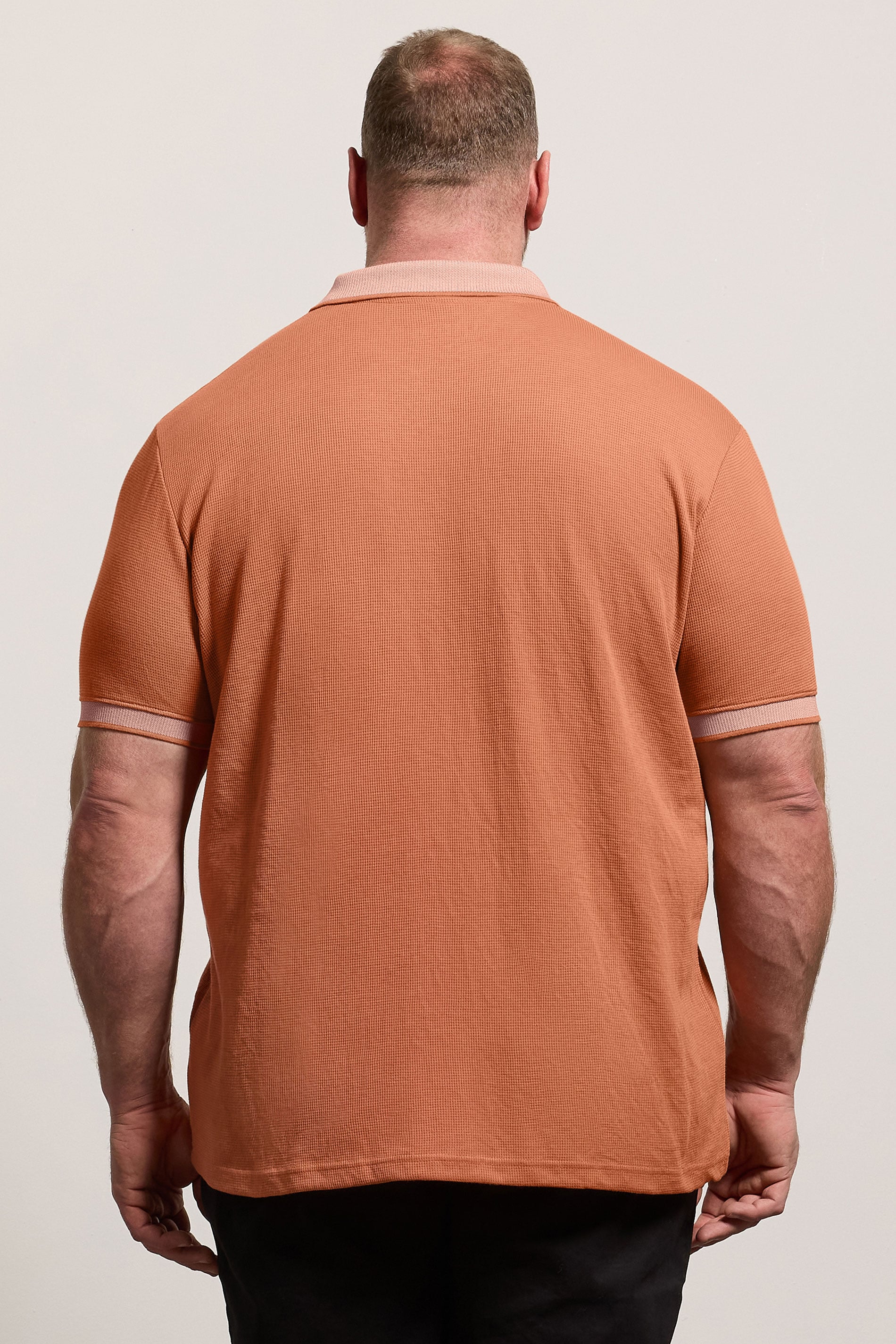 BadRhino Big & Tall Orange Two Tone Waffle Polo Shirt | BadRhino 2