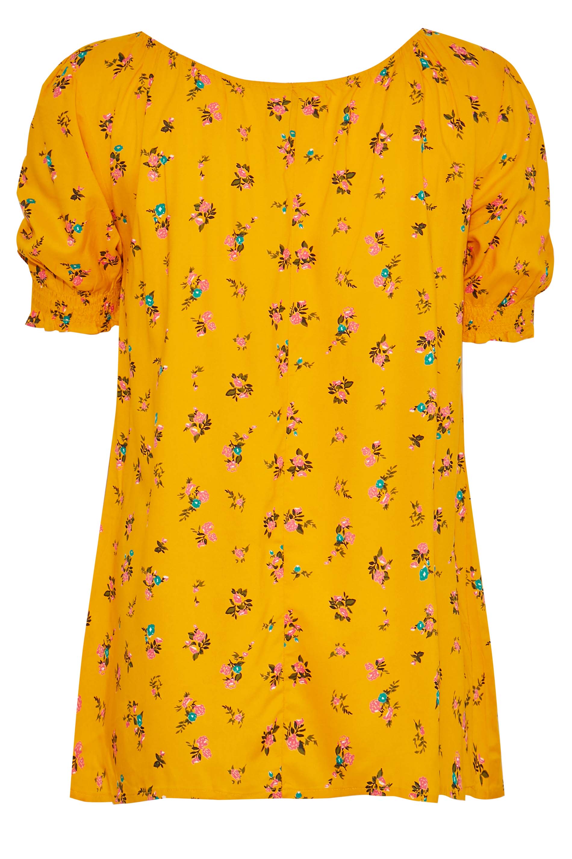 Grande taille  Tops Grande taille  Tops Bohèmes | Curve Mustard Yellow Floral Gypsy Top - XK32286