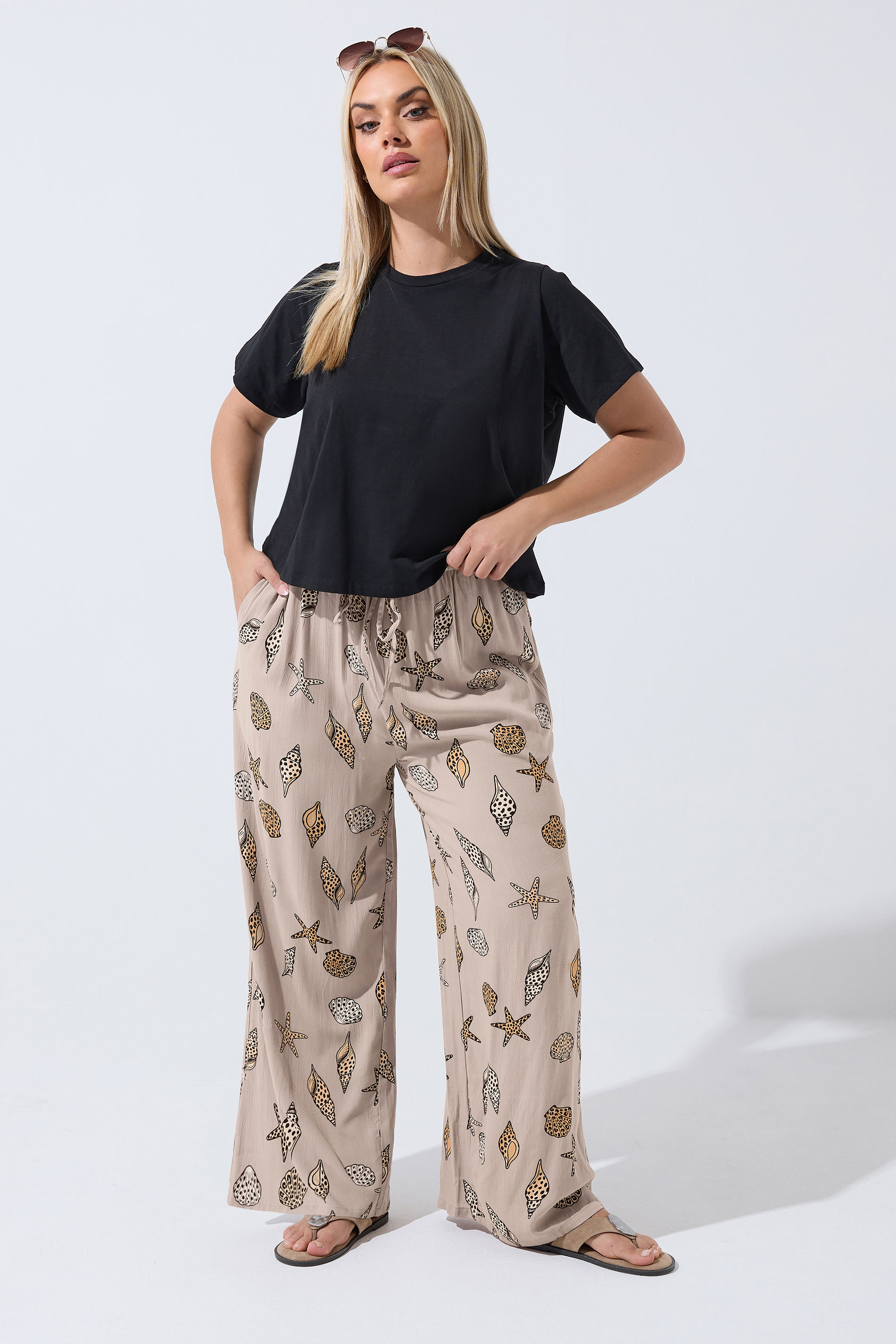 LIMITED COLLECTION Plus Size Natural Brown Leopard Shell Trousers | Yours Clothing 3