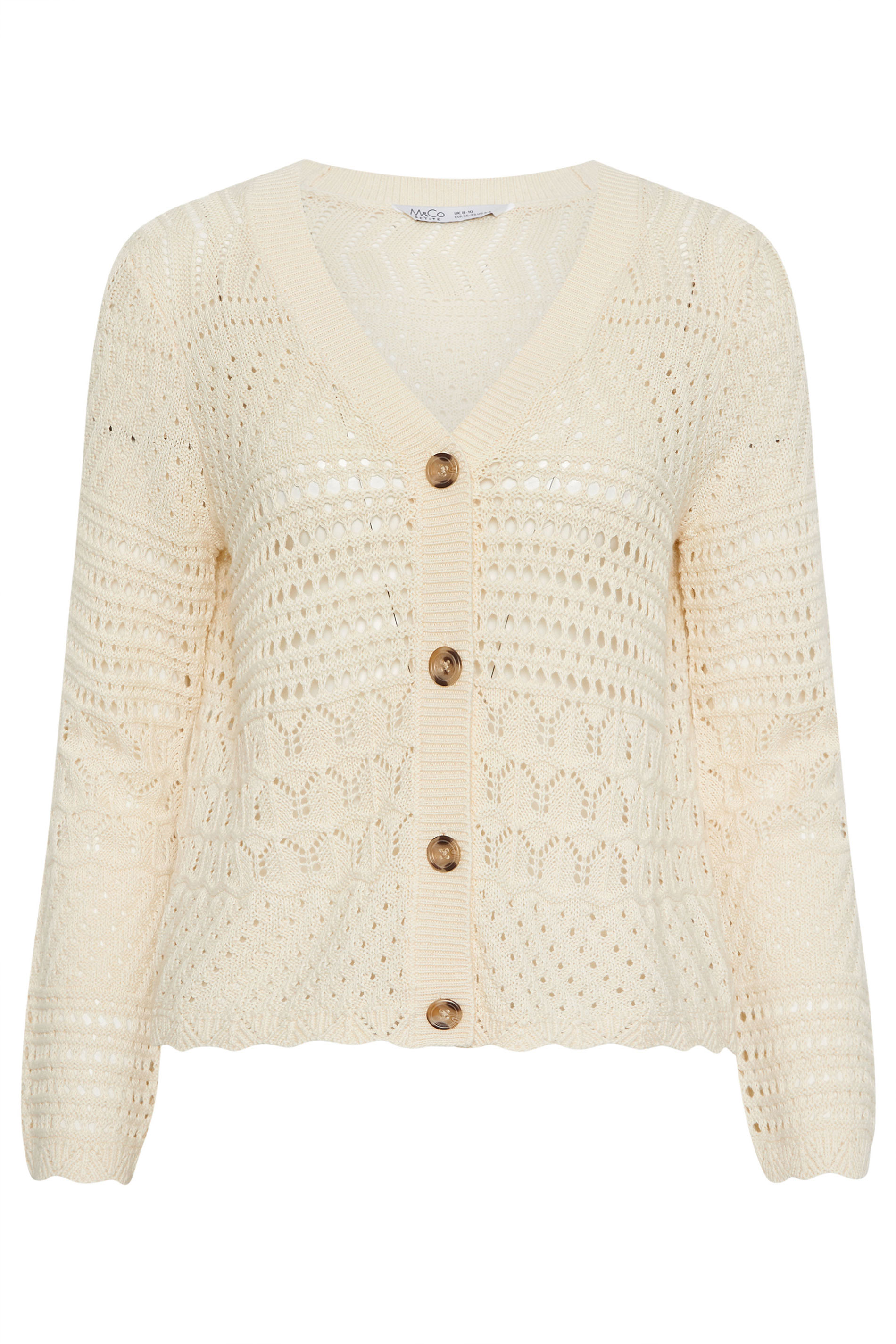 M&Co Petite Cream Crochet Button Through Cardigan | M&Co 5