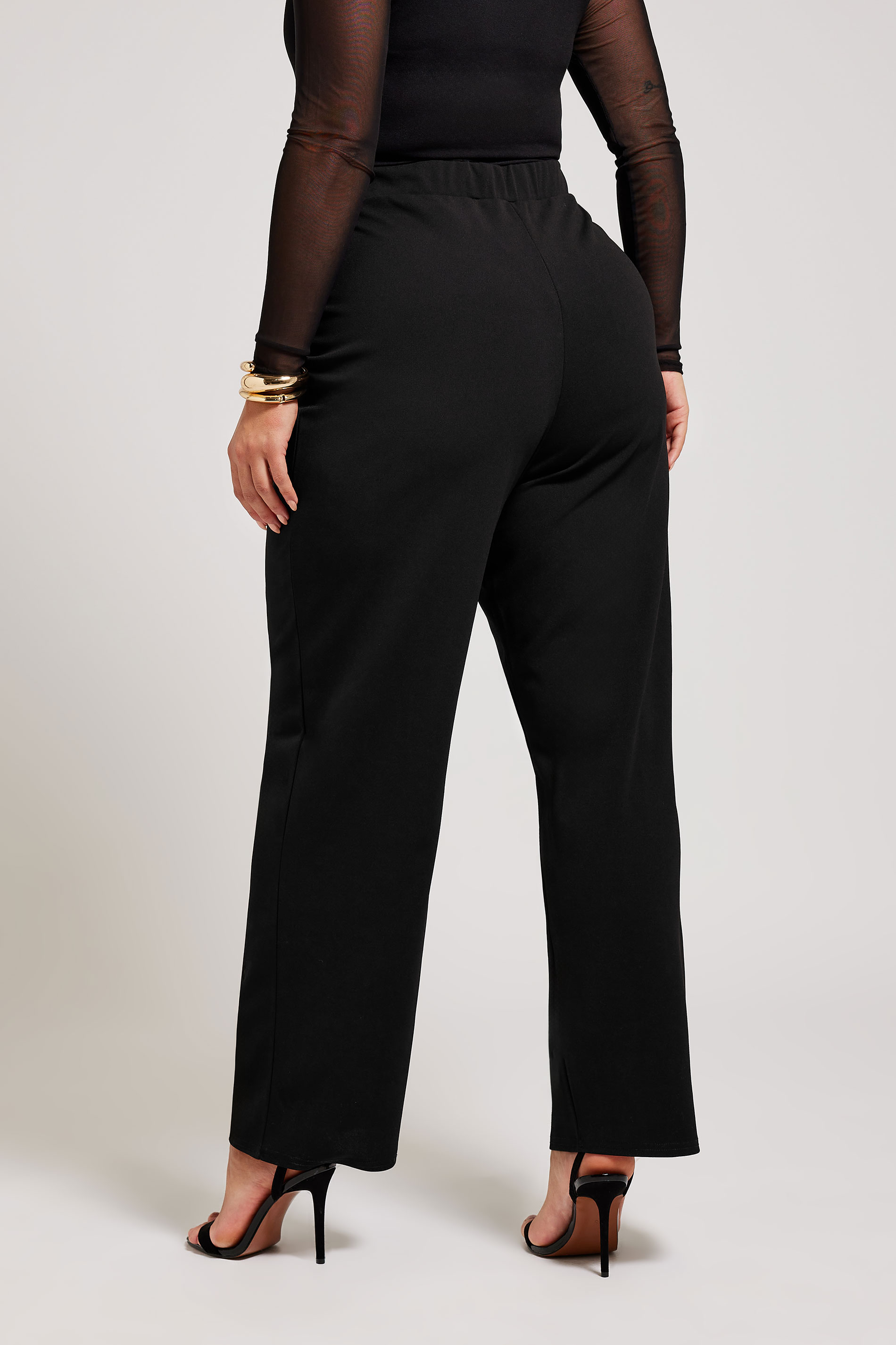 YOURS LONDON Plus Size Black Button Detail Trousers | Yours Clothing 3