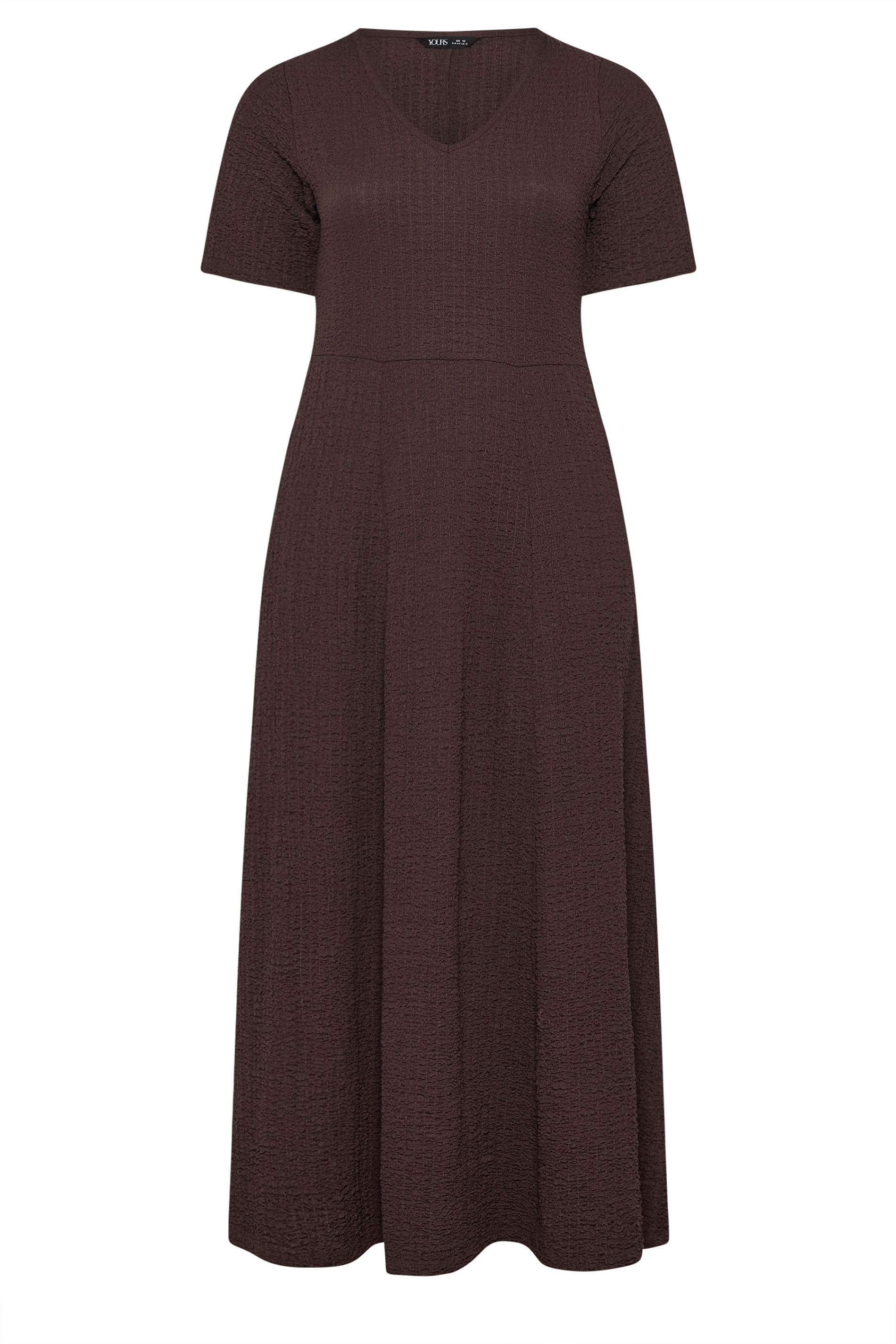 YOURS Plus Size Chocolate Brown Textured Maxi Dress | Yours Clothing 5
