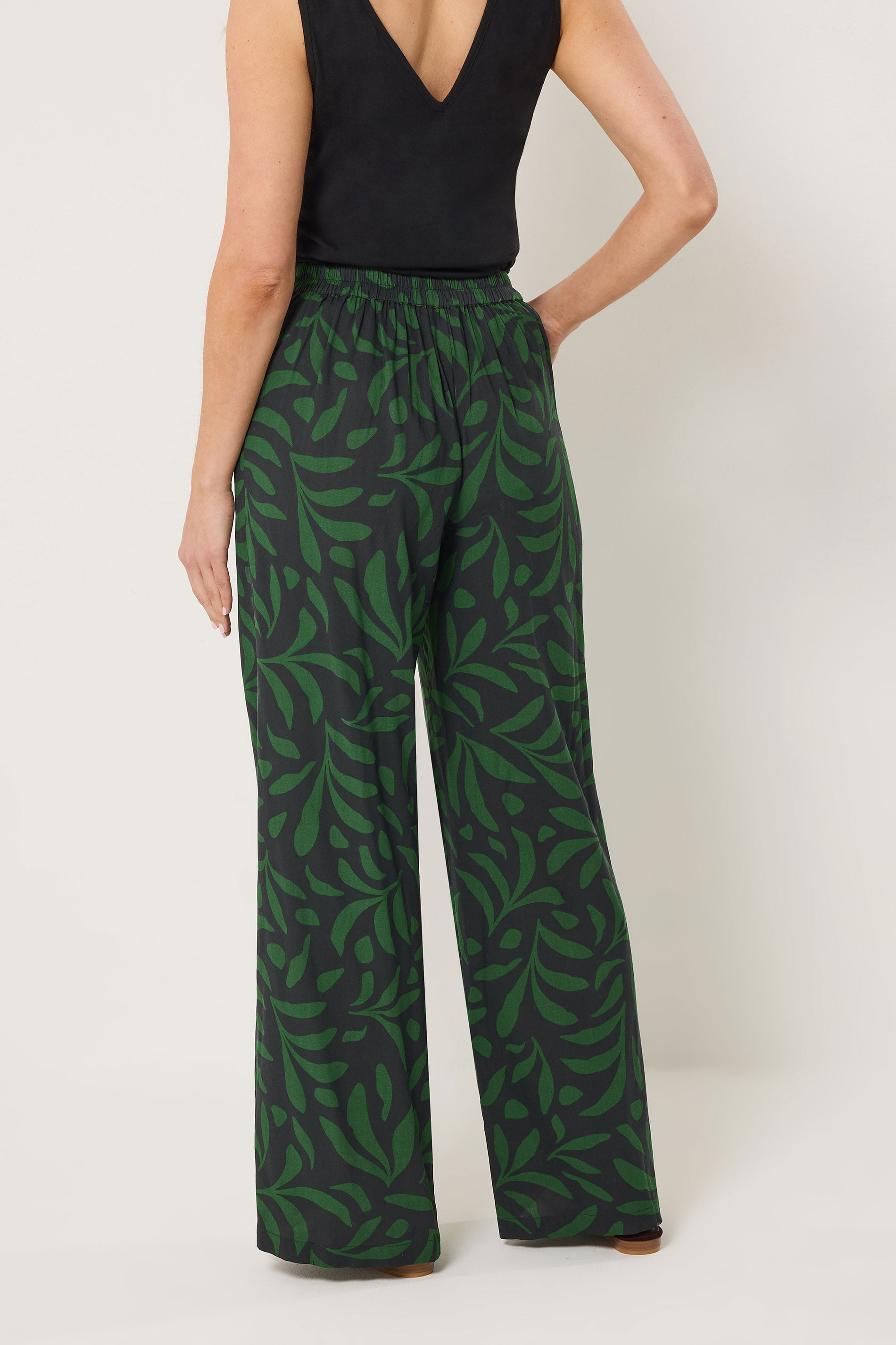 LTS Tall Women's Black Palm Print Wide Leg Trousers | Long Tall Sally 4