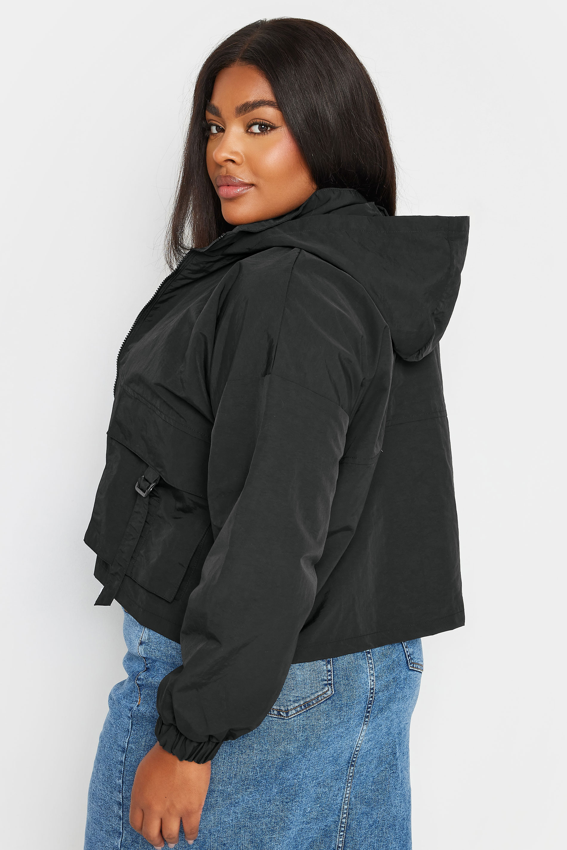 LIMITED COLLECTION Plus Size Black Hooded Cargo Jacket | Yours Clothing 3