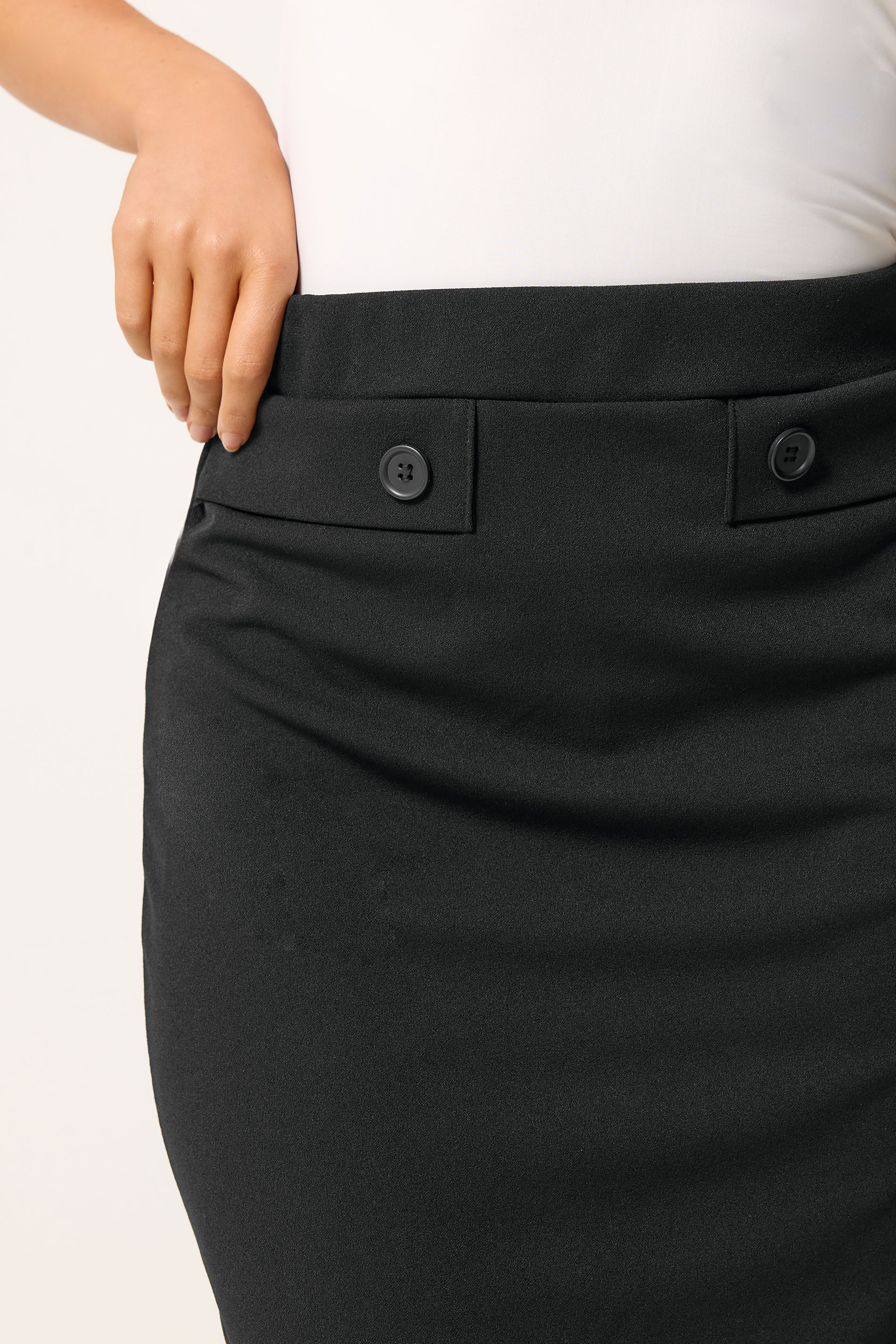 M&Co Black Button Detail Midi Skirt | M&Co 4