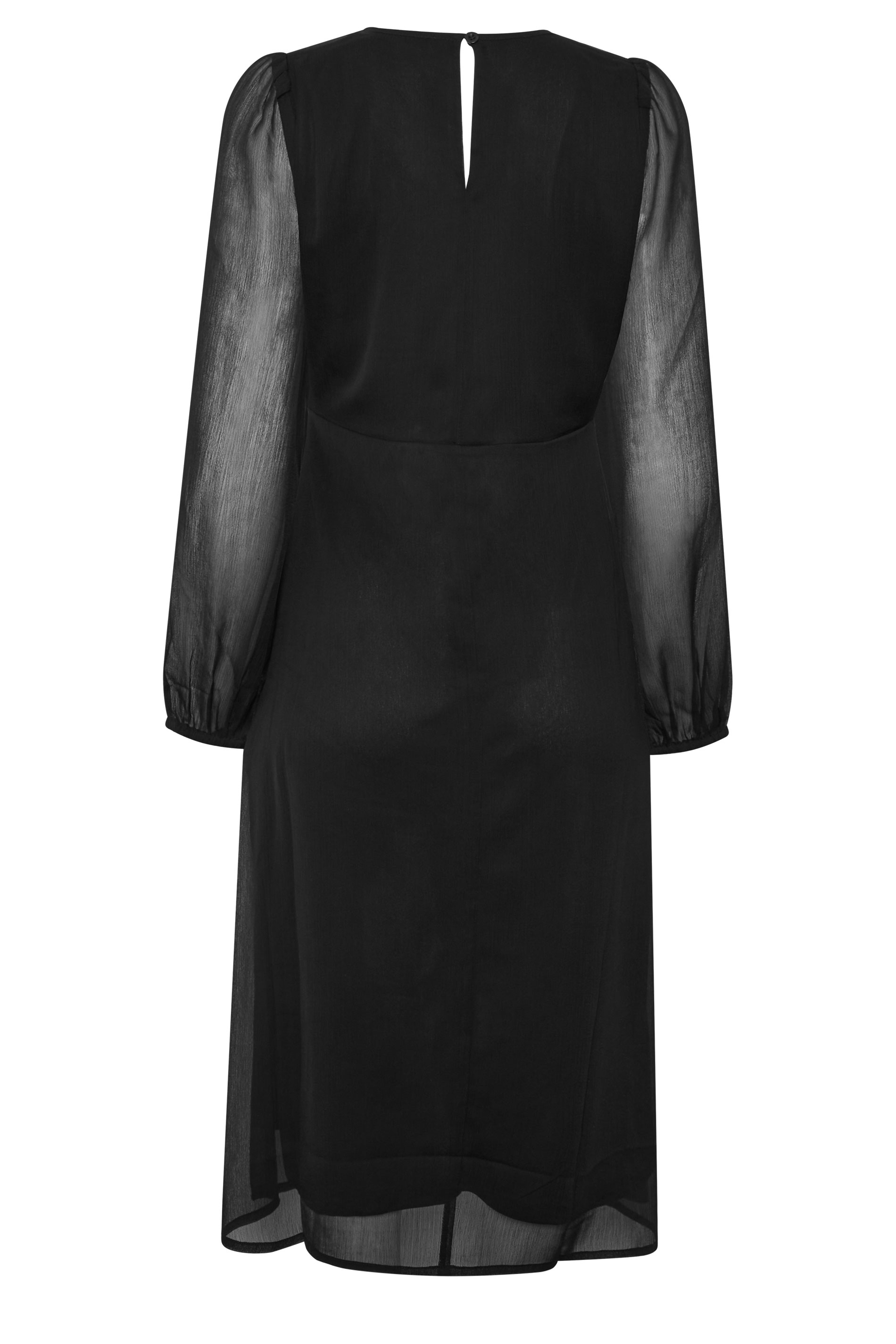 M&Co Black Long Sleeve Chiffon Midi Dress | M&Co 6
