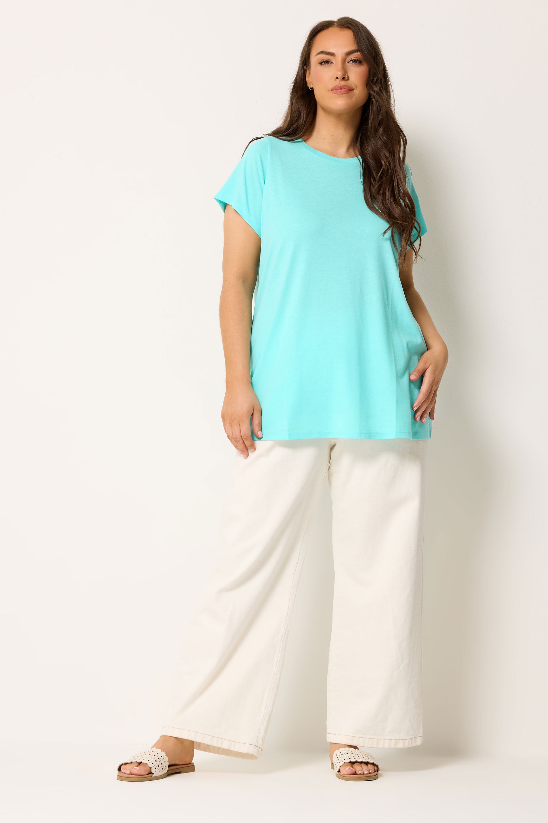 YOURS Plus Size Blue Core Basic T-Shirt | Yours Clothing 1