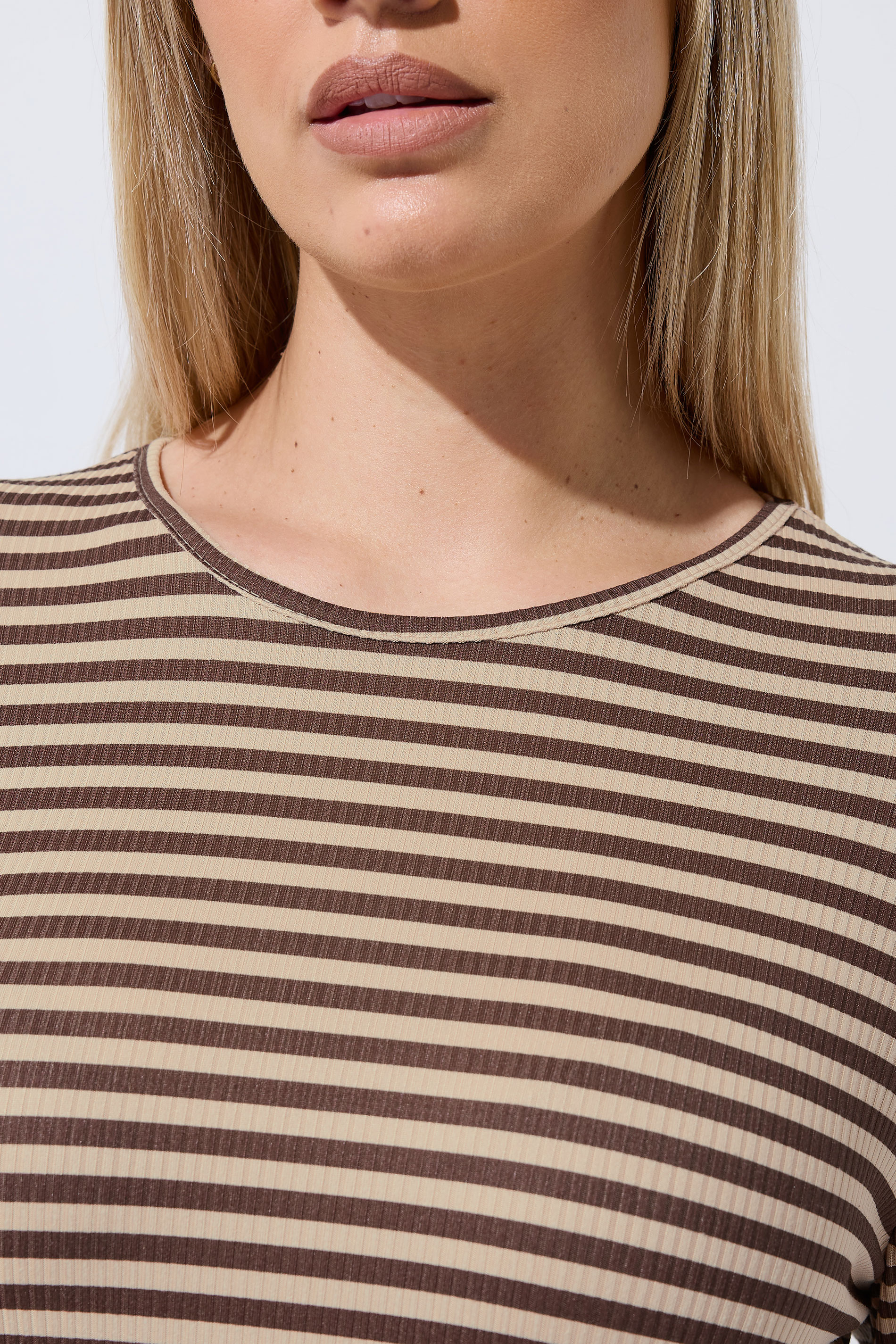 LIMITED COLLECTION Plus Size Chocolate Brown & Cream Stripe Top | Yours Clothing 4