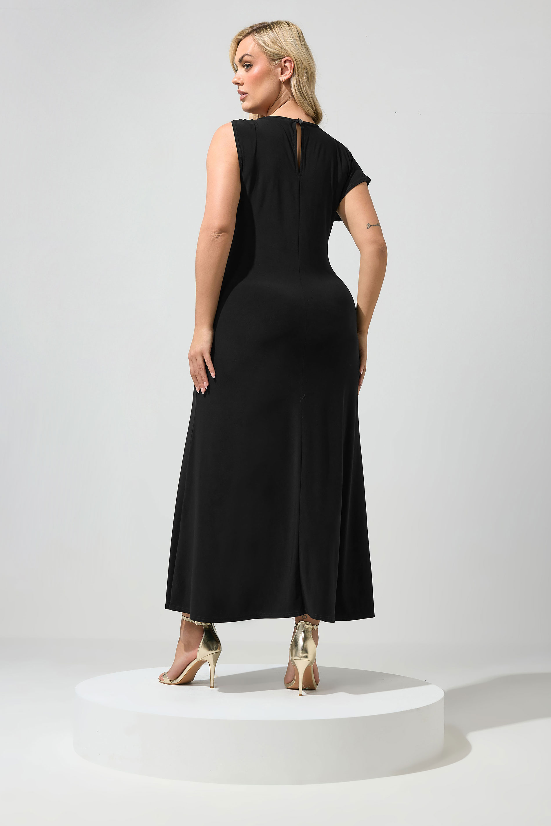 YOURS LONDON Plus Size Black Metal Buckle Detail Maxi Dress | Yours Clothing 2