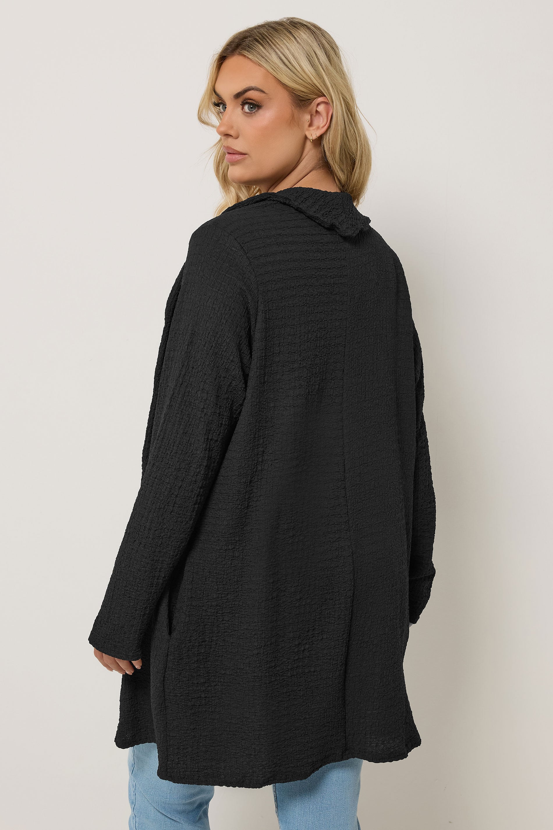 YOURS Plus Size Black Bubble Textured Blazer | Yours Clothing 2