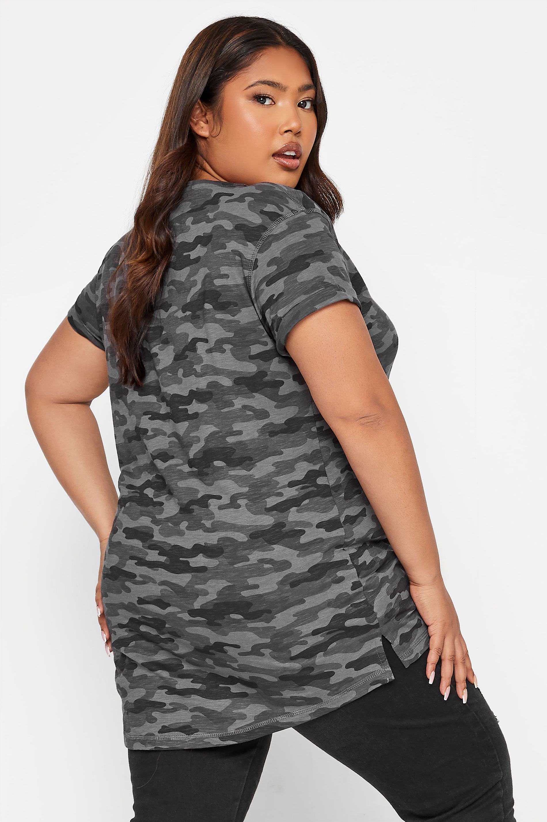 YOURS Plus Size Grey Camo Print T-Shirt | Yours Clothing 3