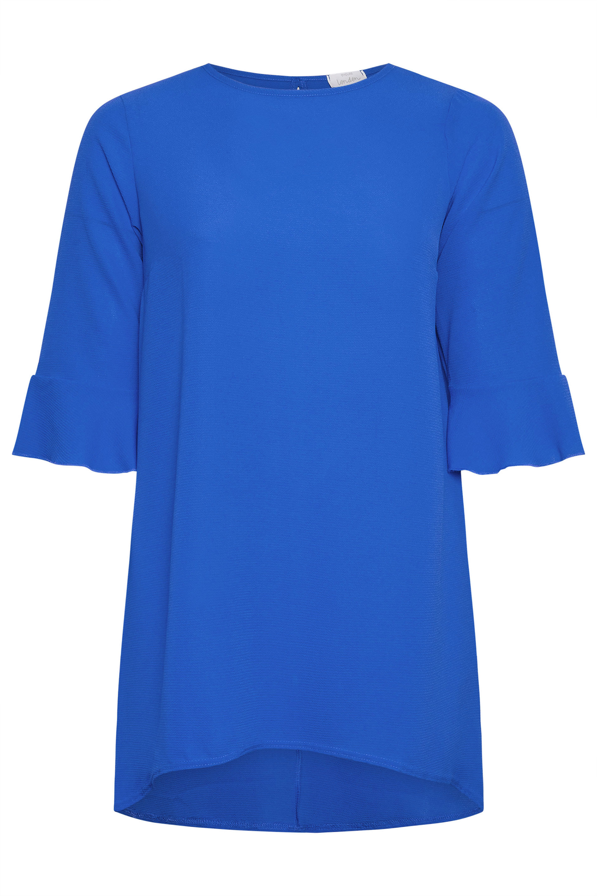 YOURS LONDON Plus Size Blue Flute Sleeve Tunic | Yours Clothing 2