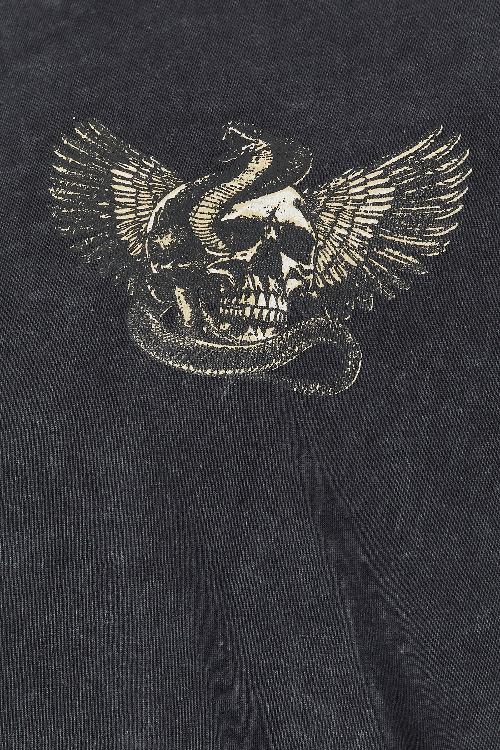 BadRhino Big & Tall Grey  Snake & Skull Graphic Acid Wash T-Shirt | BadRhino 8
