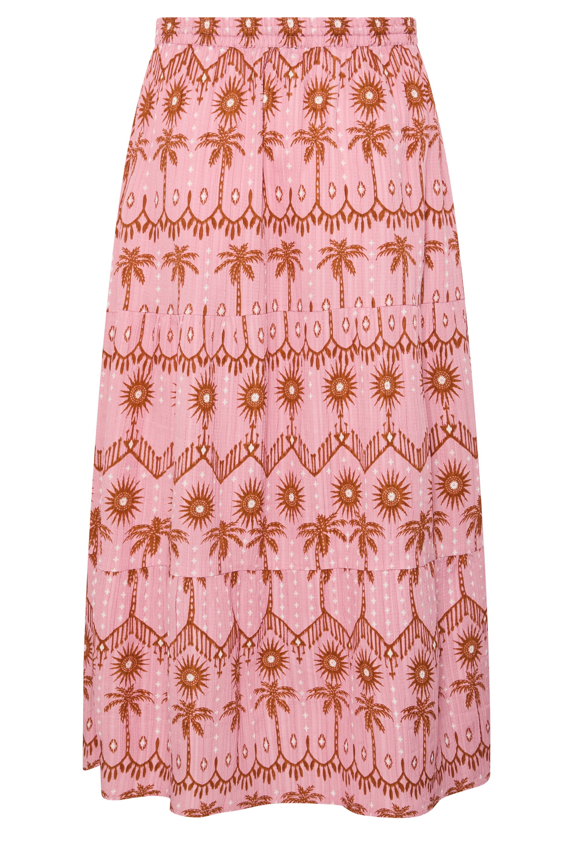 YOURS Plus Size Pink Palm Tree Printed Skirt | Yours Clothing 6