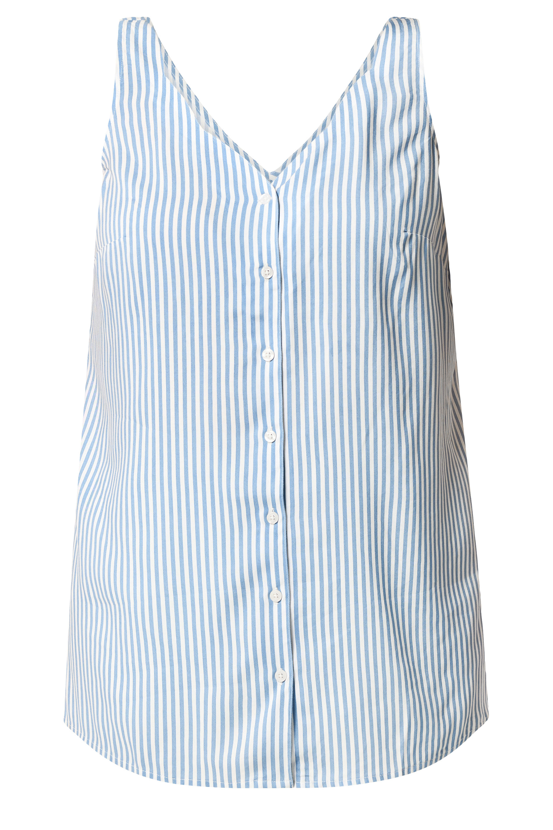 YOURS Plus Size Blue Stripe Button Vest Top | Yours Clothing 5