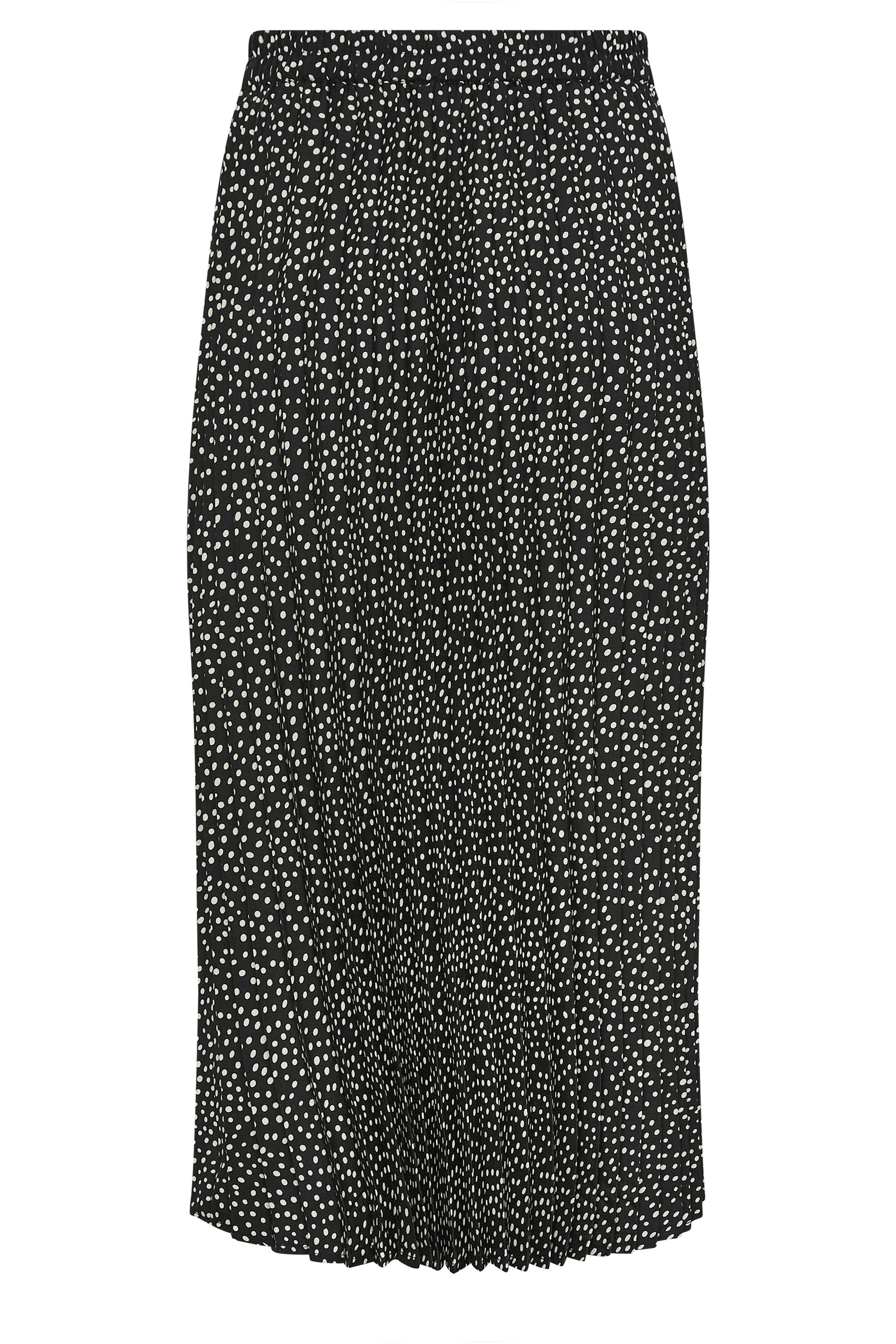 YOURS PETITE Plus Size Black Spot Print Pleated Skirt | Yours Clothing 2