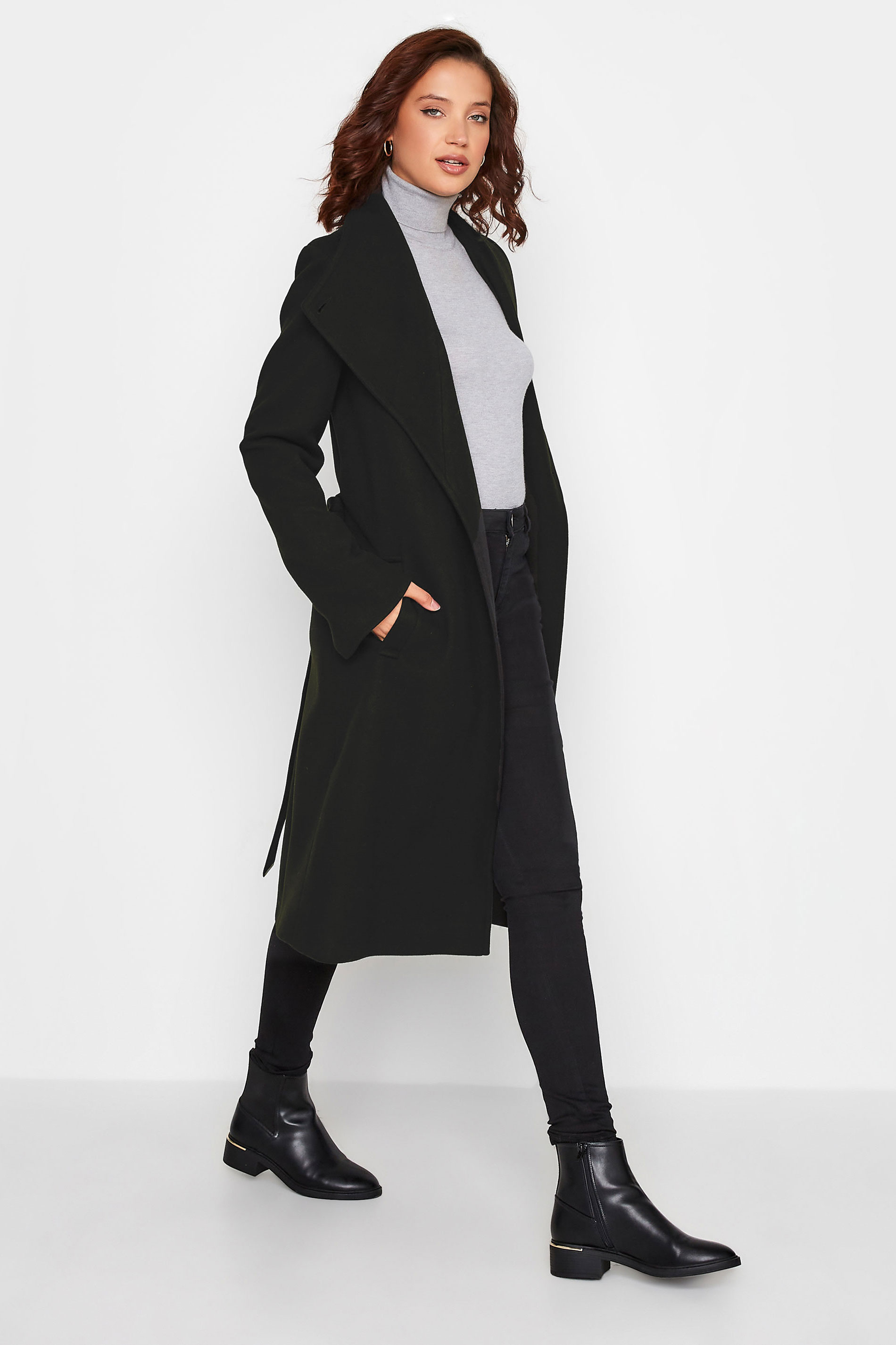 LTS Tall Women's Black Belted Coat | Long Tall Sally