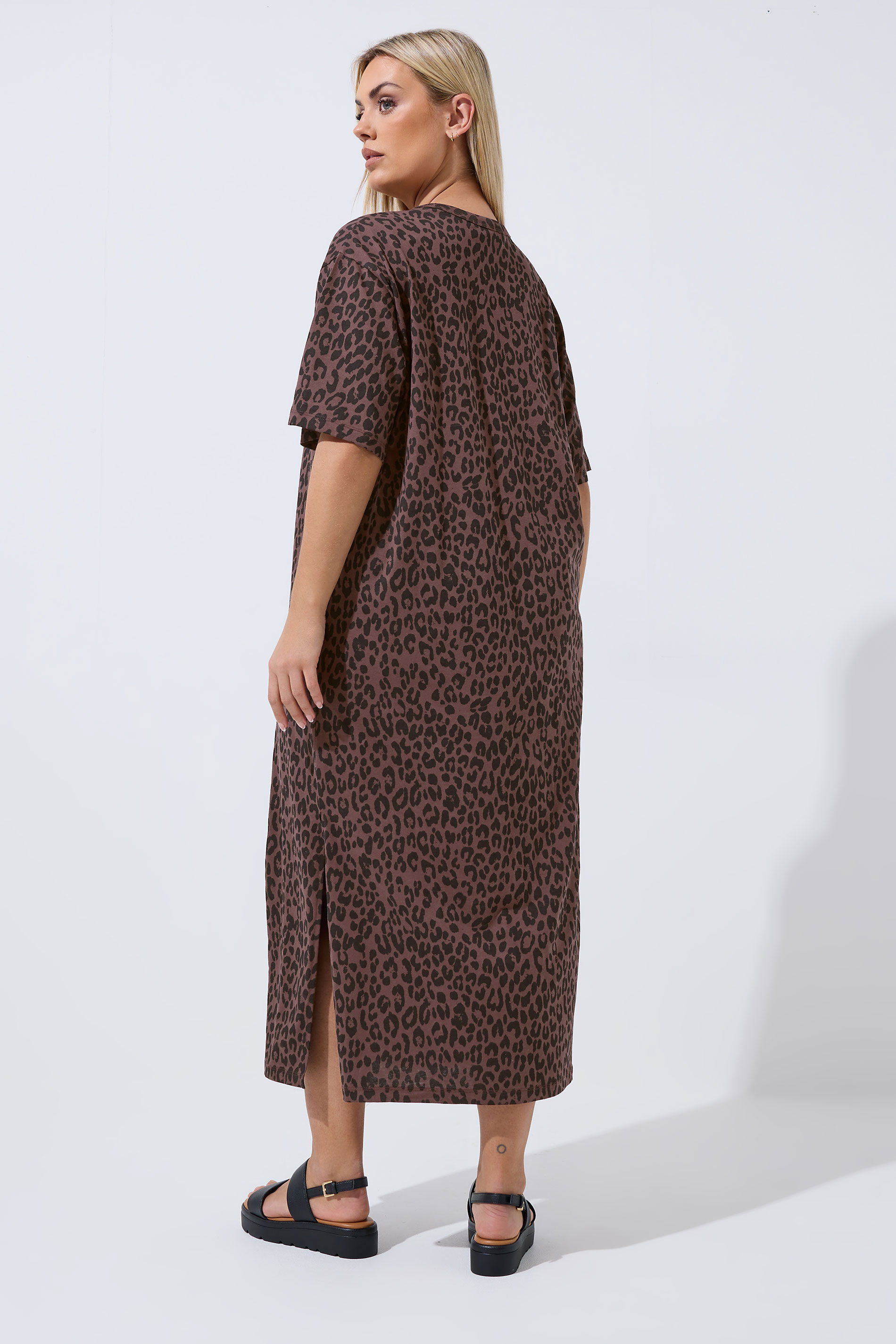 LIMITED COLLECTION Plus Size Chocolate Brown Leopard Maxi Dress | Yours Clothing 2