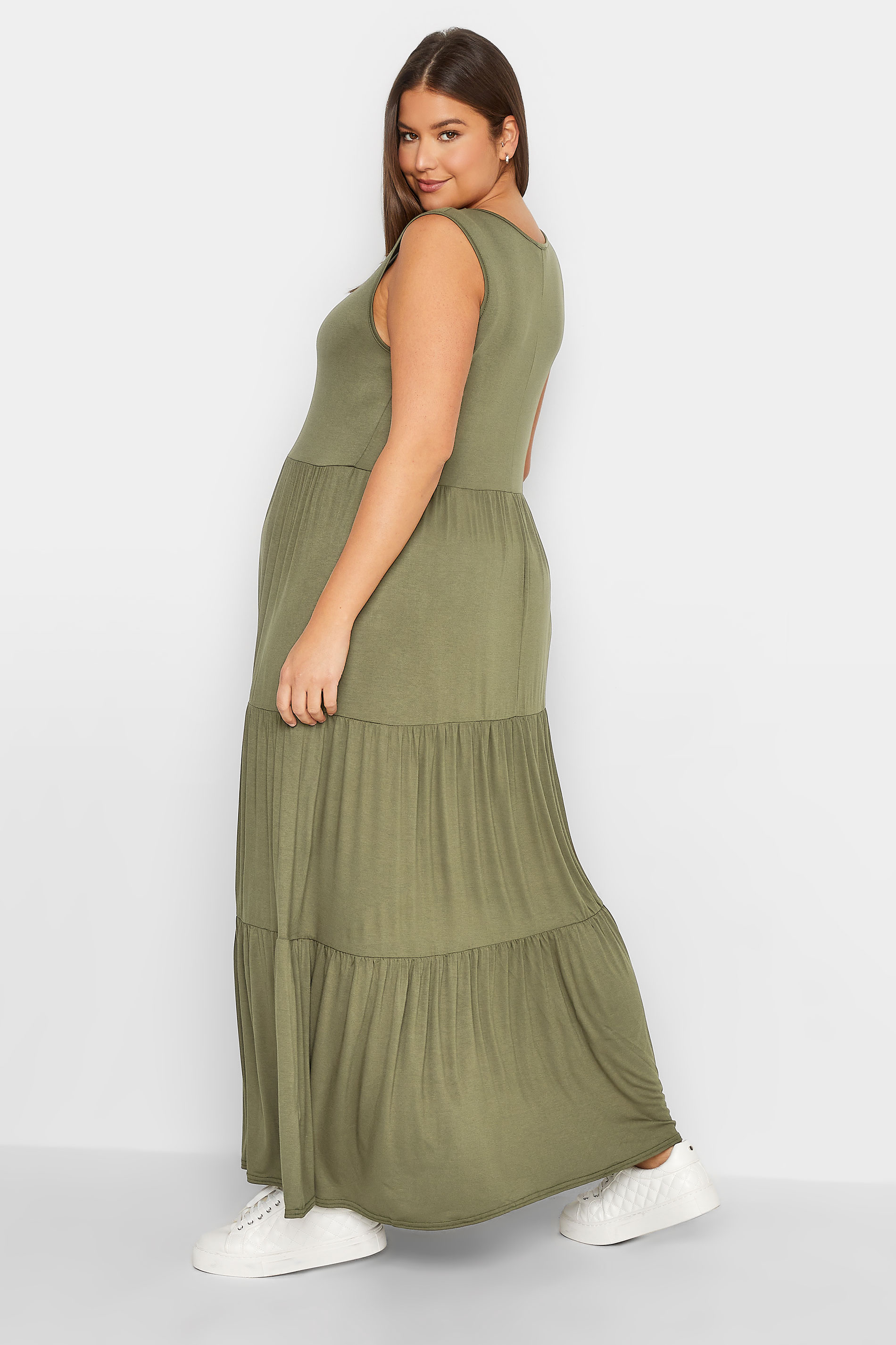 LTS Maternity Khaki Green Tiered Maxi Dress | Long Tall Sally 3