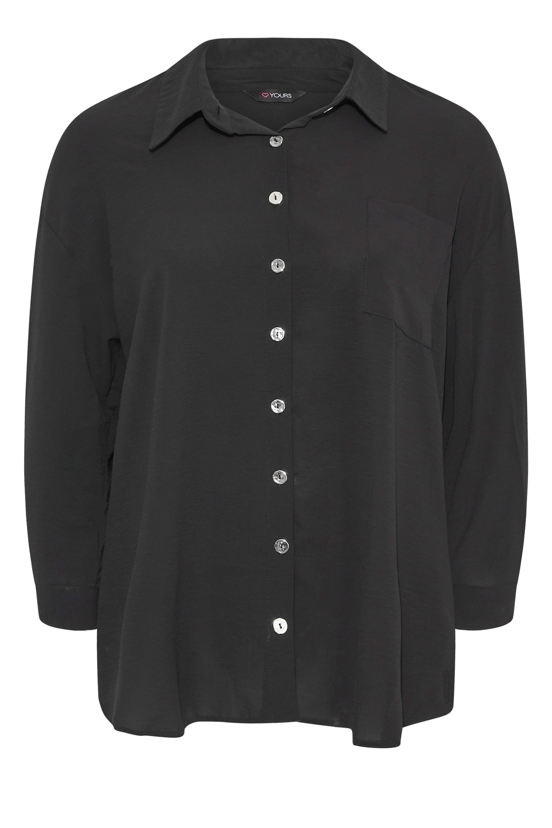 Plus Size Curve Black Button Through Shirt | Yours Clothing