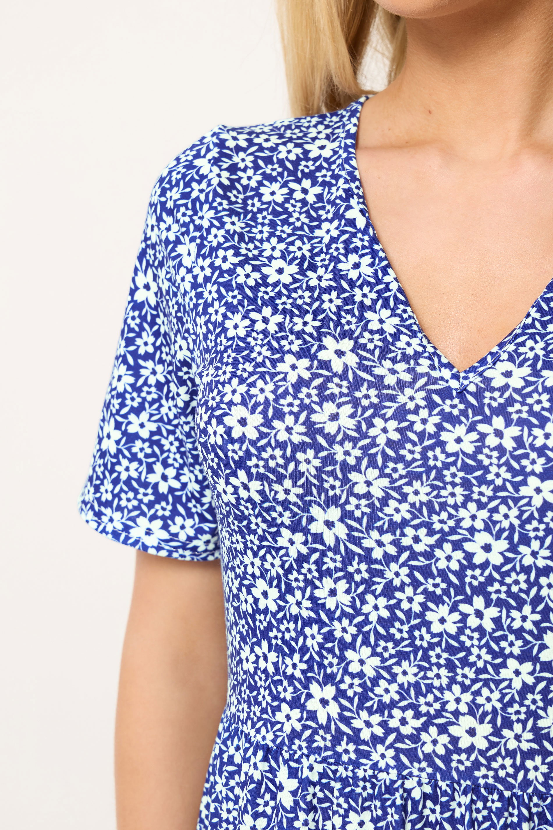 M&Co Navy Blue Floral Notch Neck Maxi Dress | M&Co 4