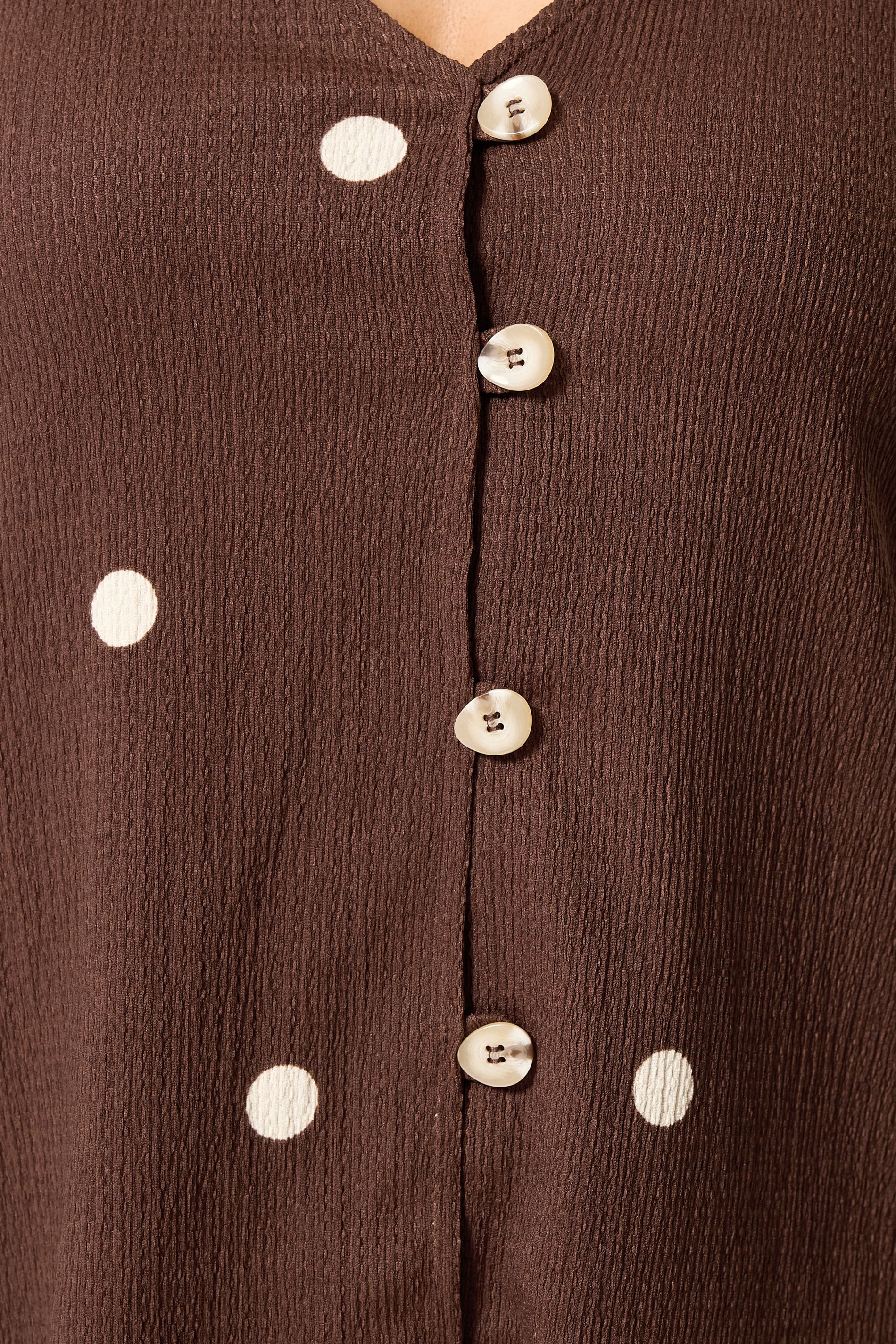 YOURS Plus Size Chocolate Brown Polka Dot Textured Waistcoat | Yours Clothing 4