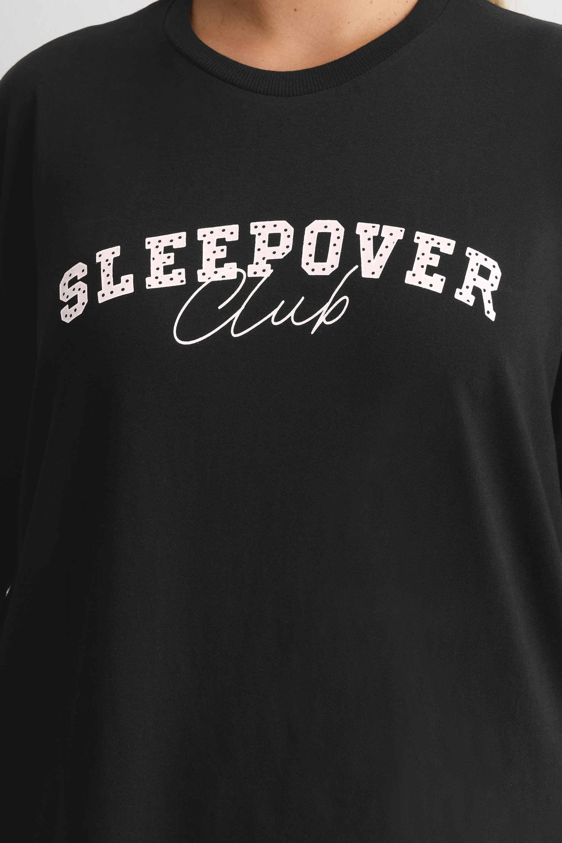 YOURS Plus Size Black 'Sleepover Club' Sleep Top | Yours Clothing 6