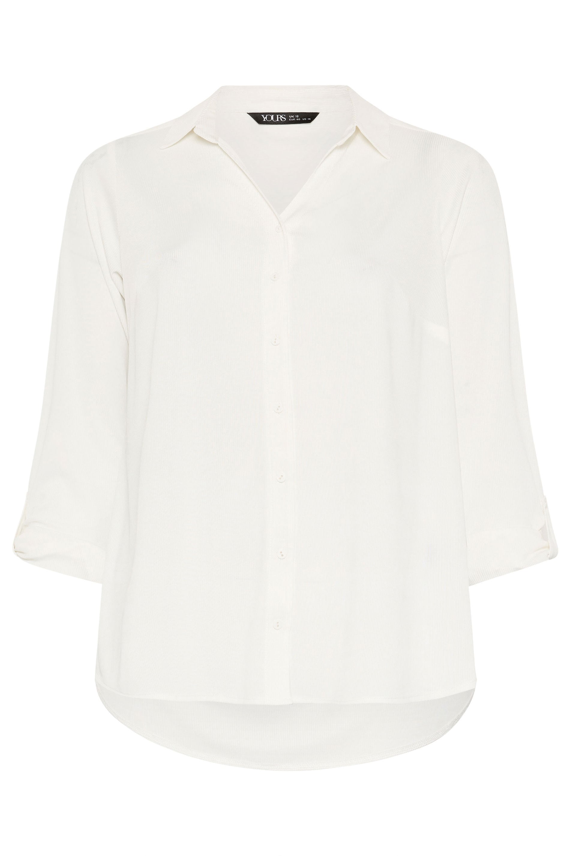 YOURS Plus Size Ivory White Ribbed Shirt | Yours Clothing 5