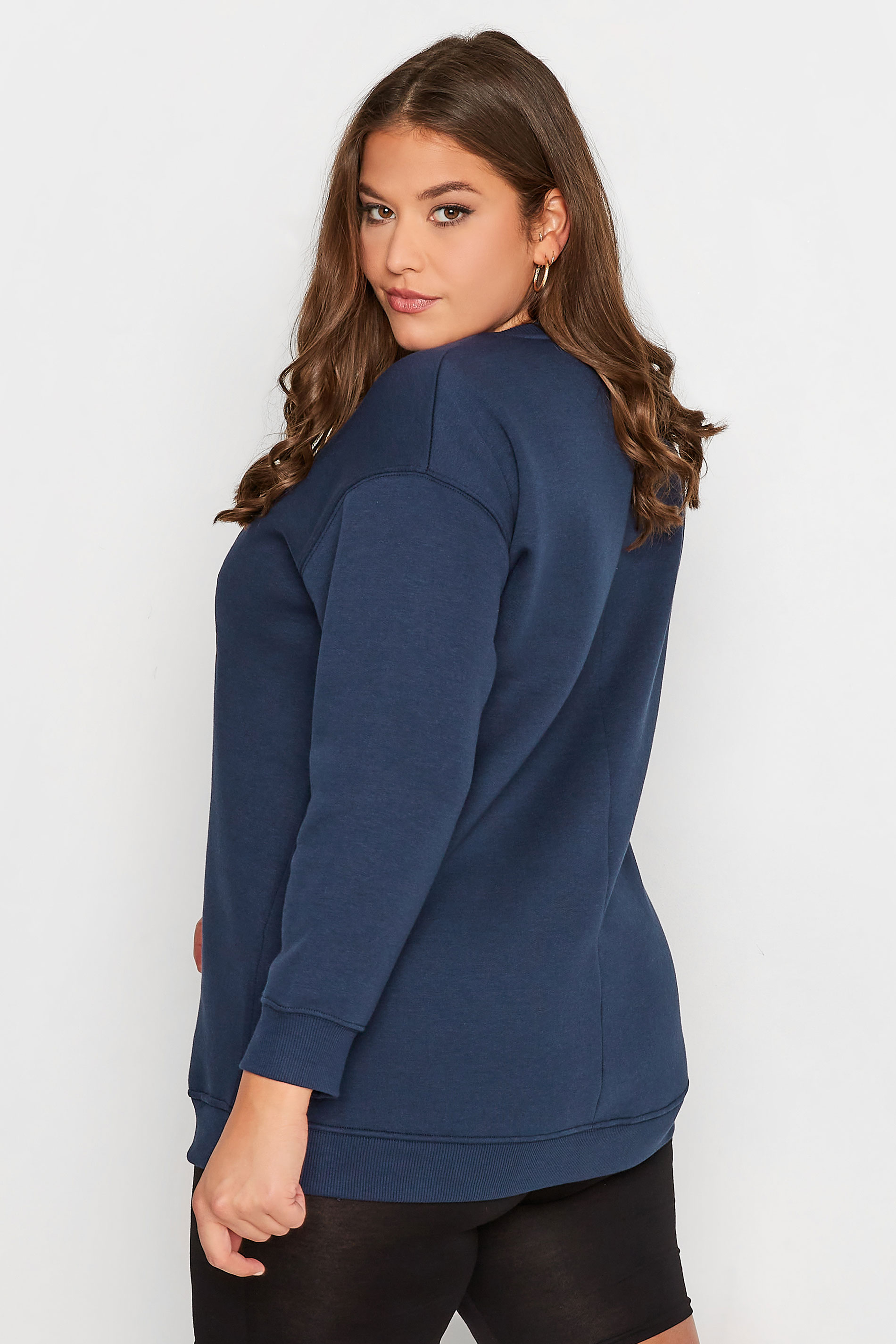 Curve Navy Blue 'USA' Slogan Sweatshirt | Yours Clothing 3