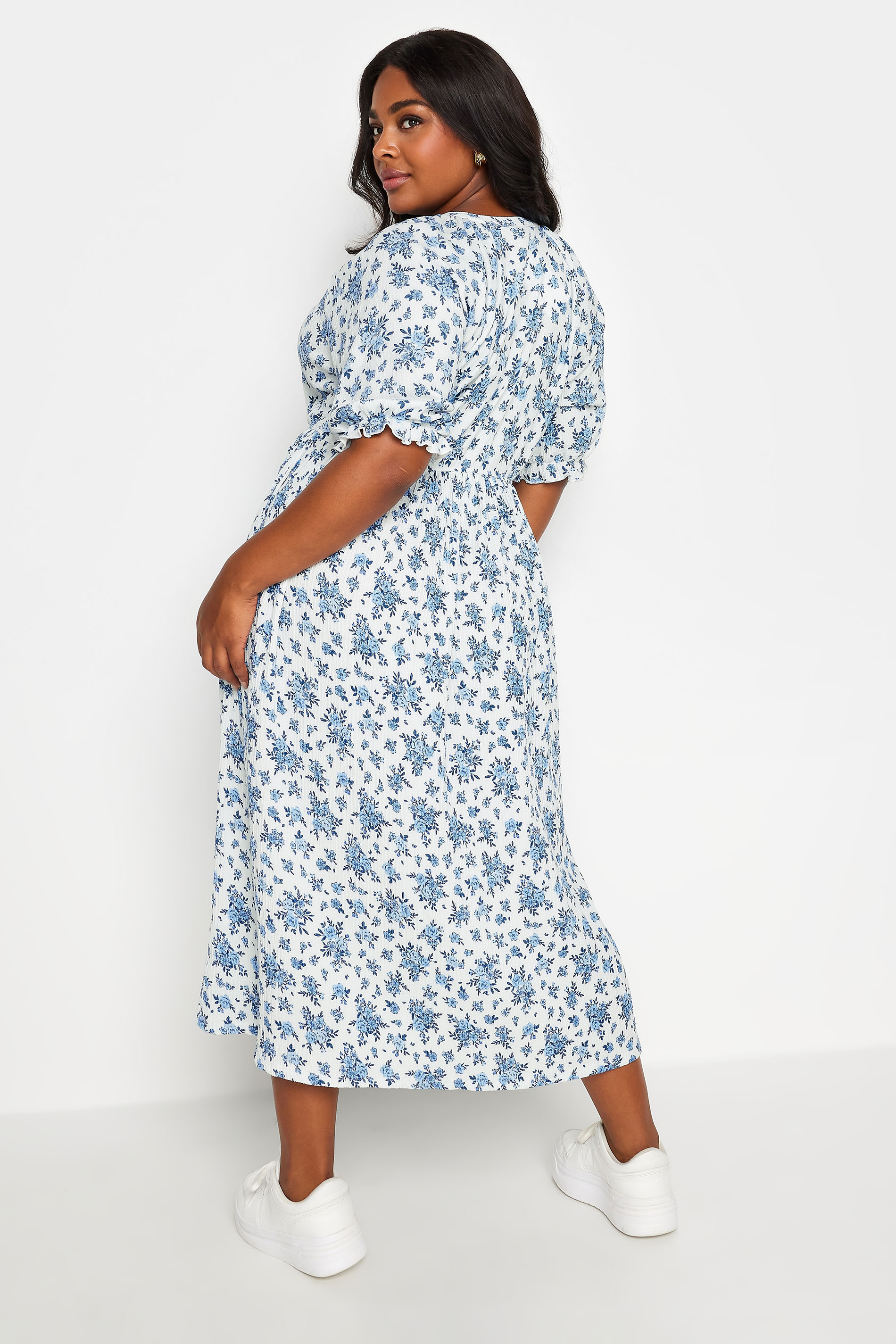 LIMITED COLLECTION Plus Size White Vintage Floral Textured Midaxi Dress | Yours Clothing 3