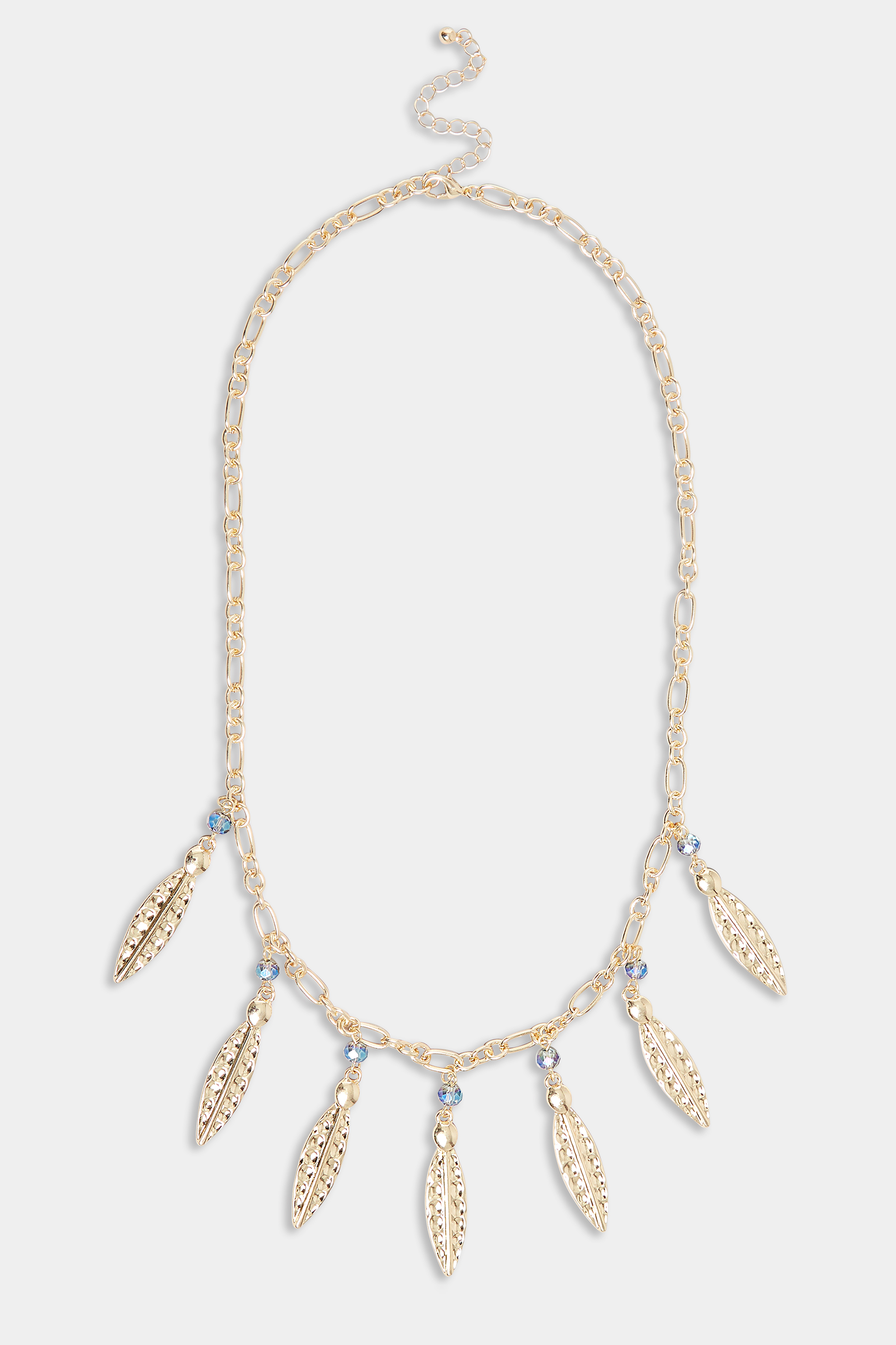Gold Leaf Stone Drop Necklace | Yours Clothing 2