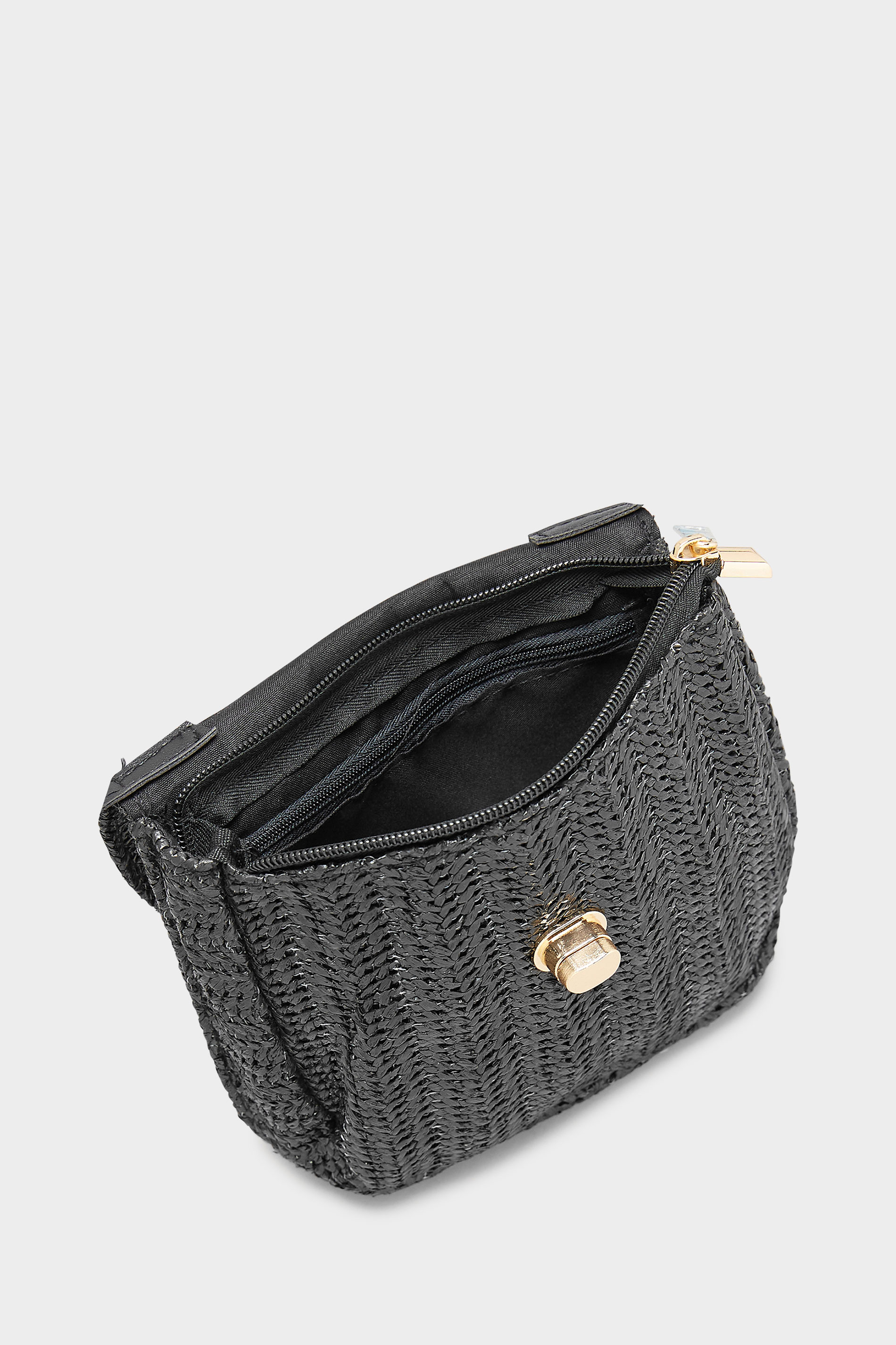 Black Straw Cross Body Day Bag | Yours Clothing
