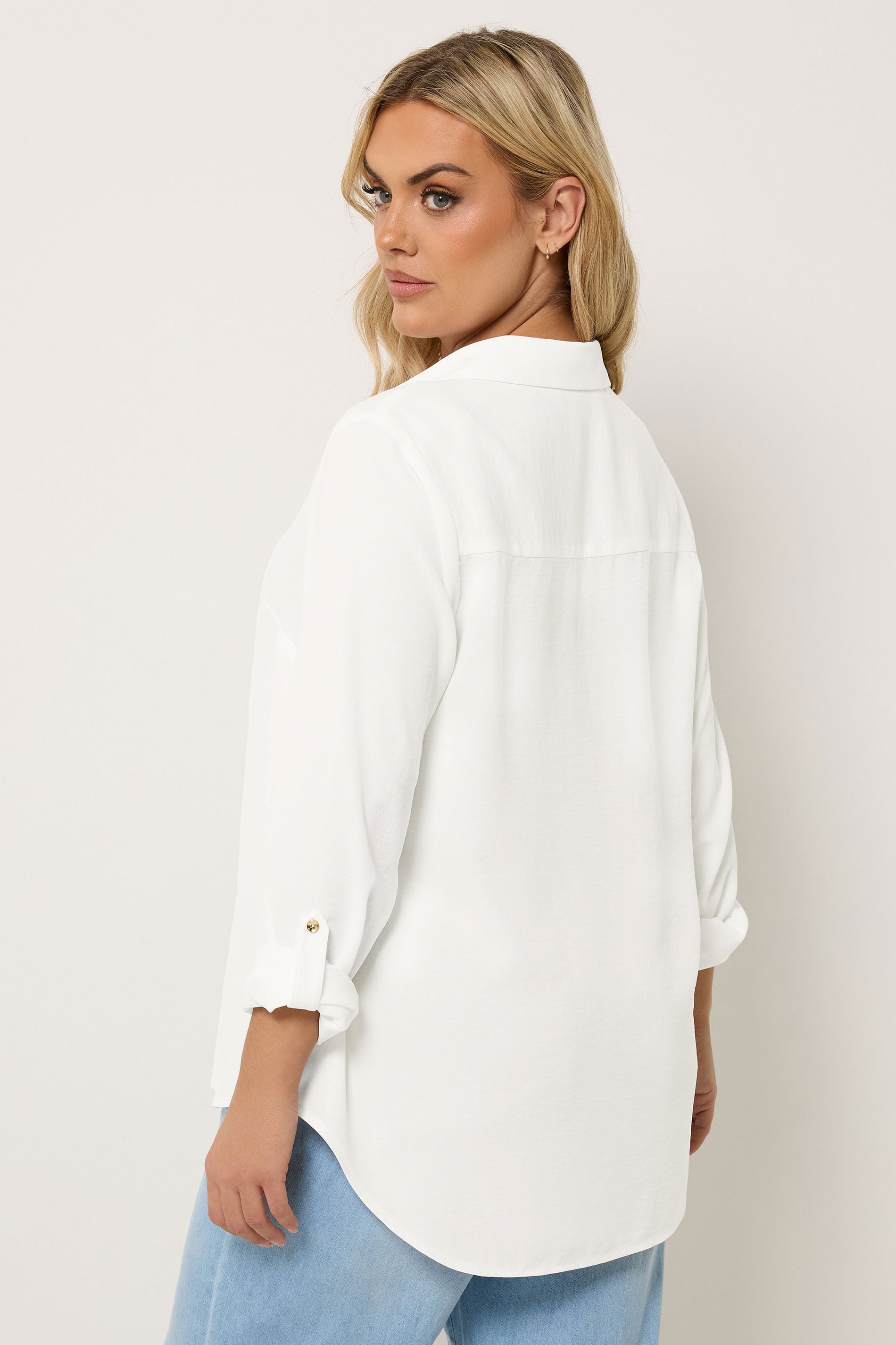 YOURS Plus Size Ivory White Button Through Blouse | Yours Clothing 2