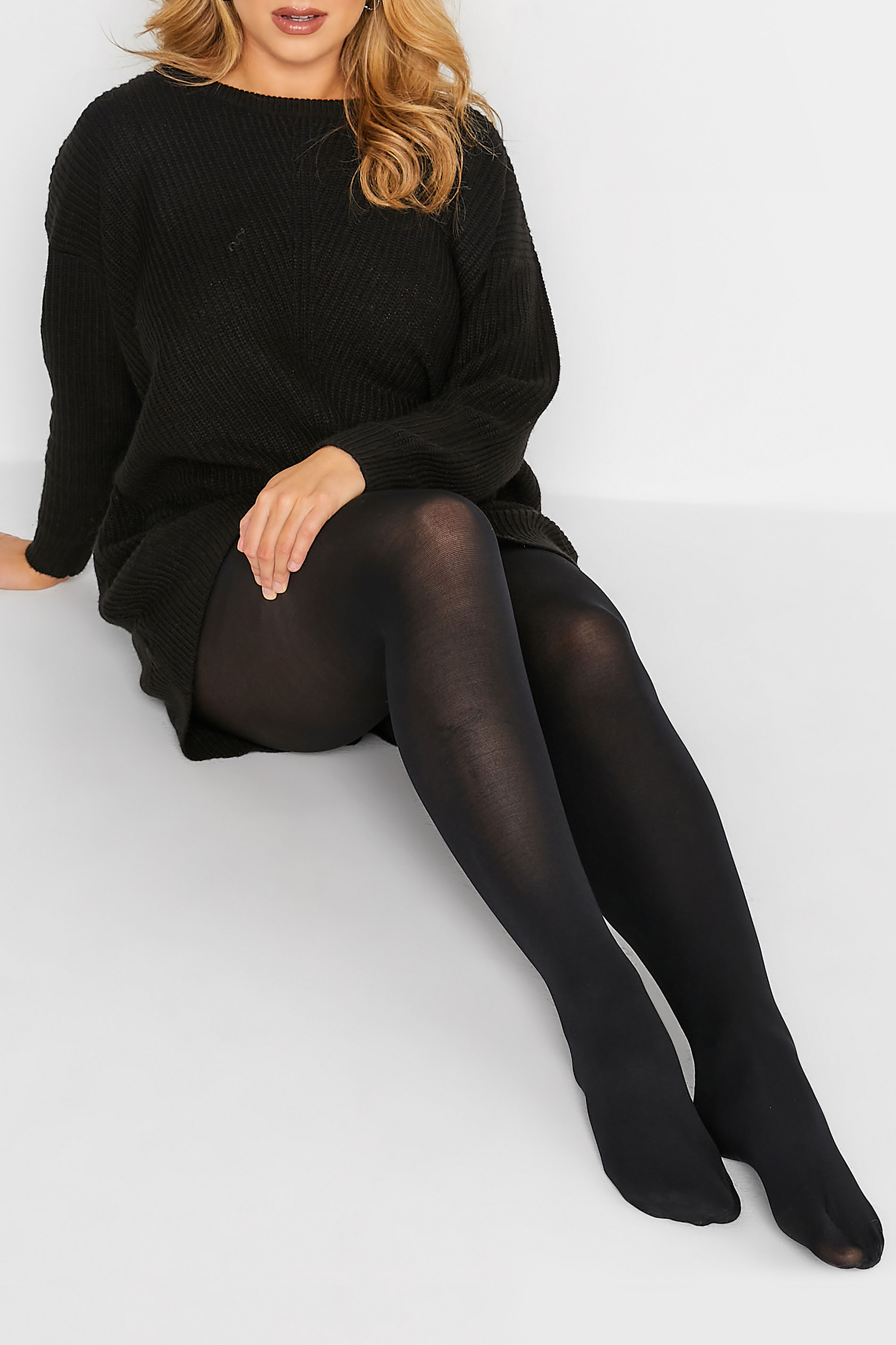 2 PACK Black 100 Denier Tights | Yours Clothing 2