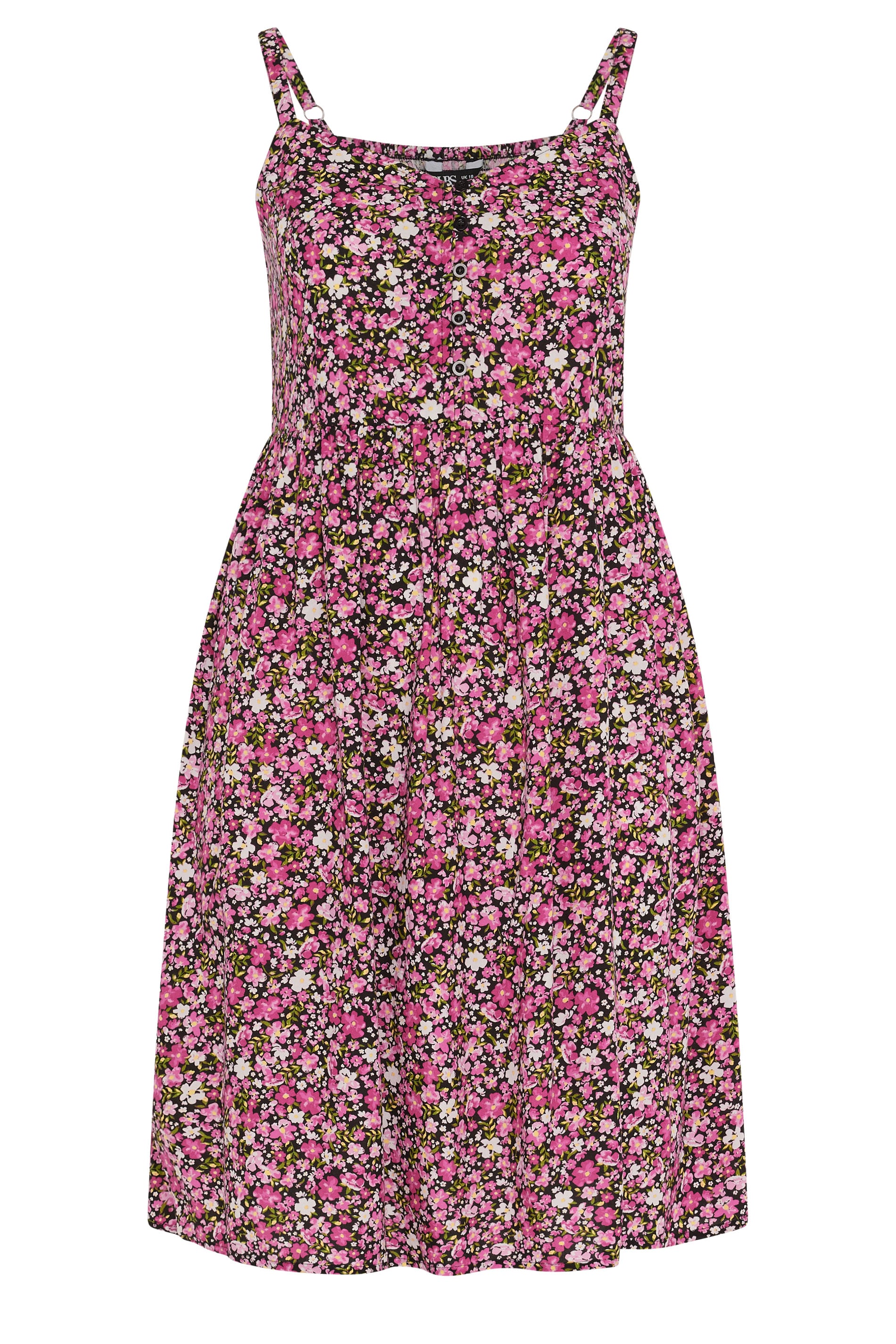 YOURS Plus Size Pink Ditsy Floral Strappy Midi Sundress | Yours Clothing 5