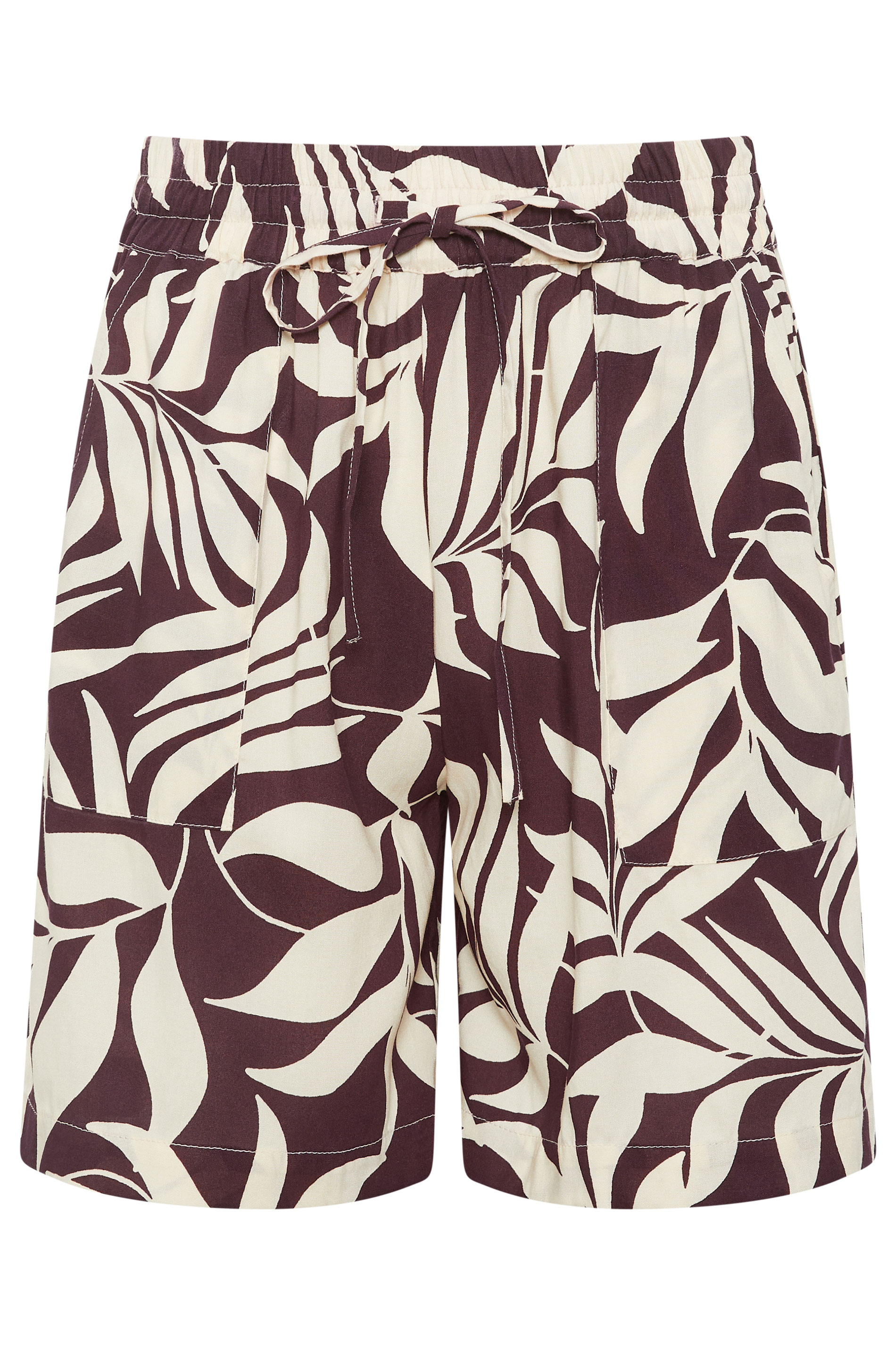 M&Co Berry Purple Leaf Print Shorts | M&Co 5
