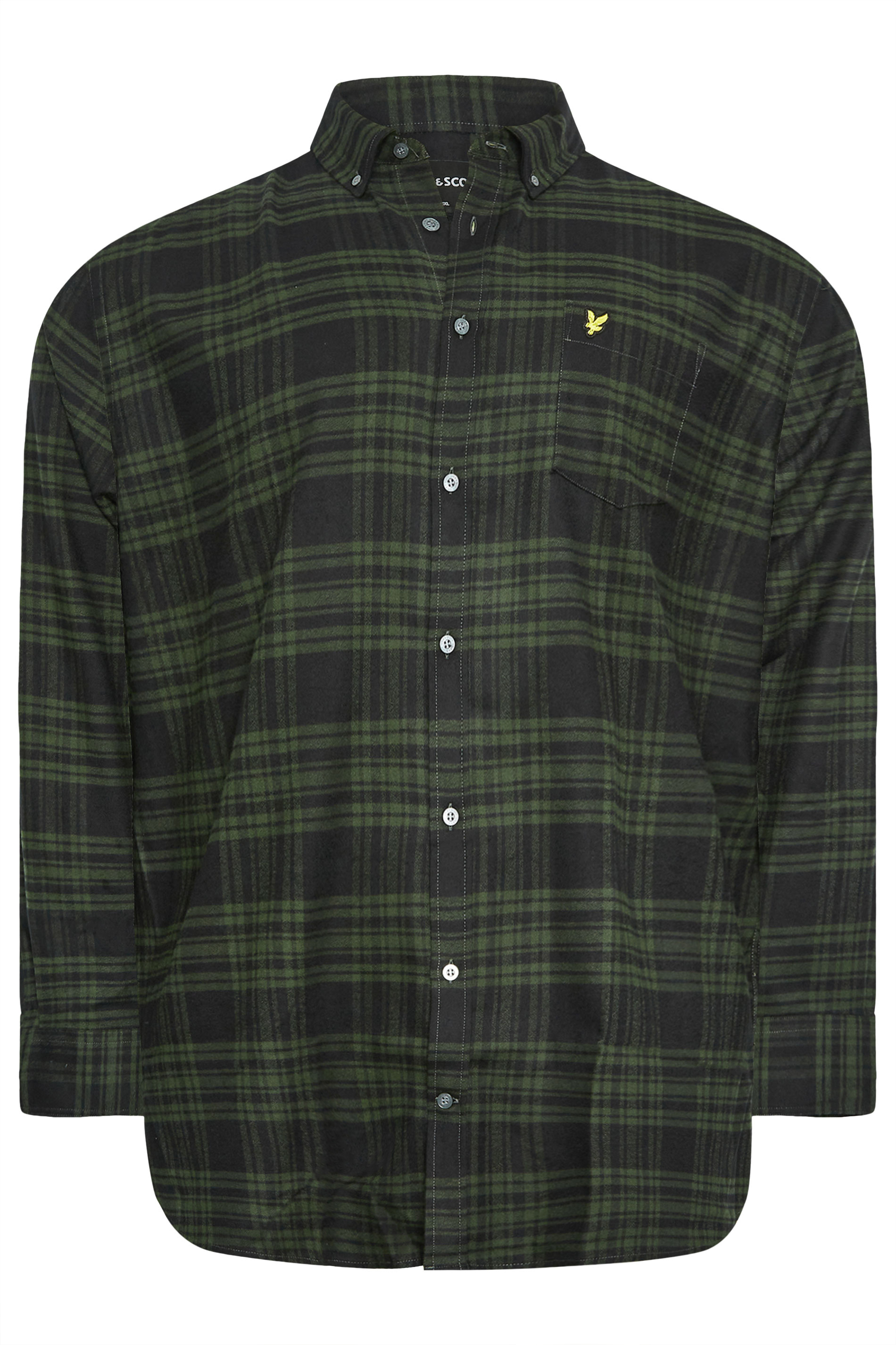 LYLE & SCOTT Big & Tall Khaki Green Check Flannel Shirt | BadRhino 2