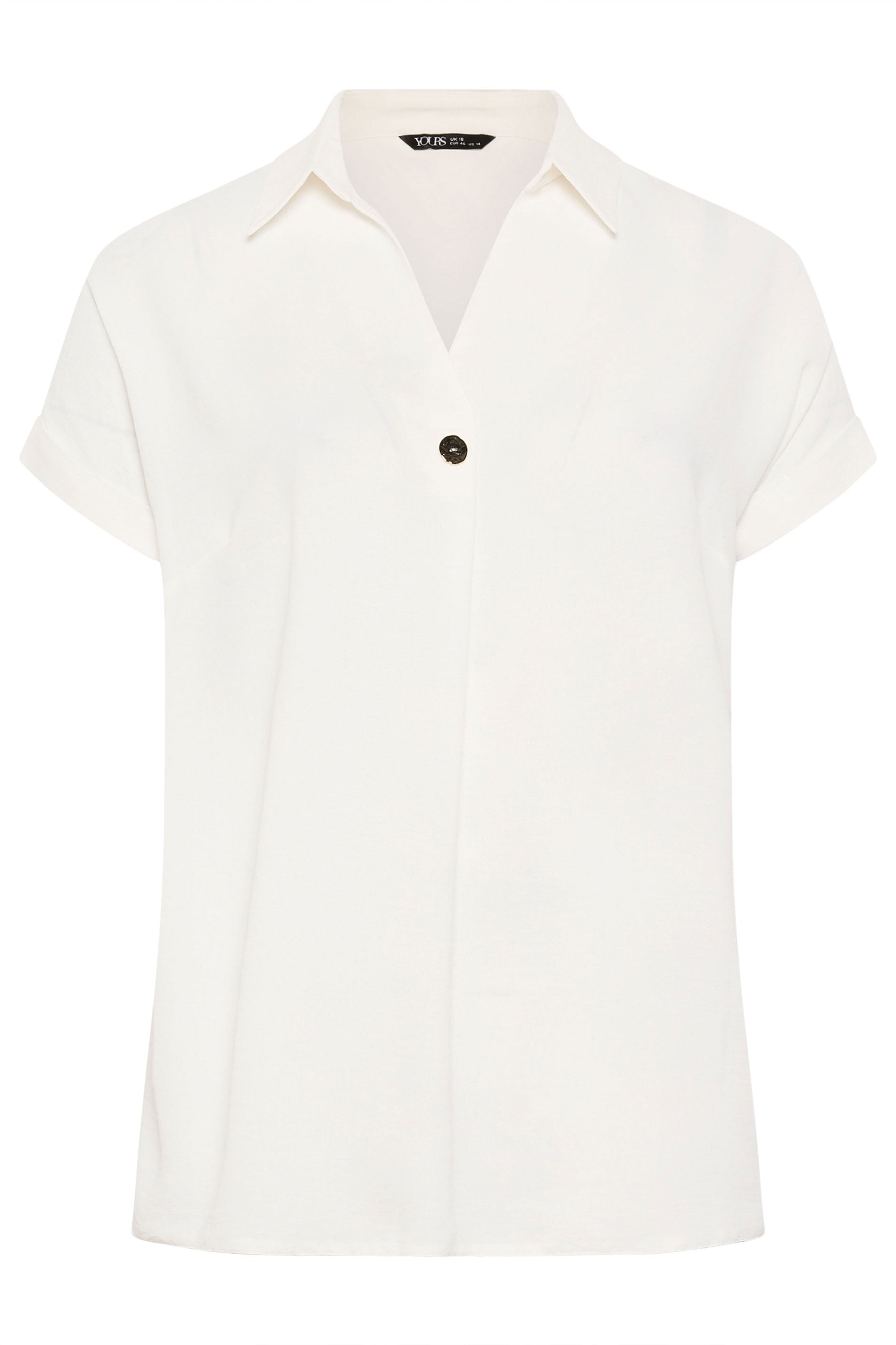 YOURS Plus Size White Button Half Placket Blouse | Yours Clothing 5