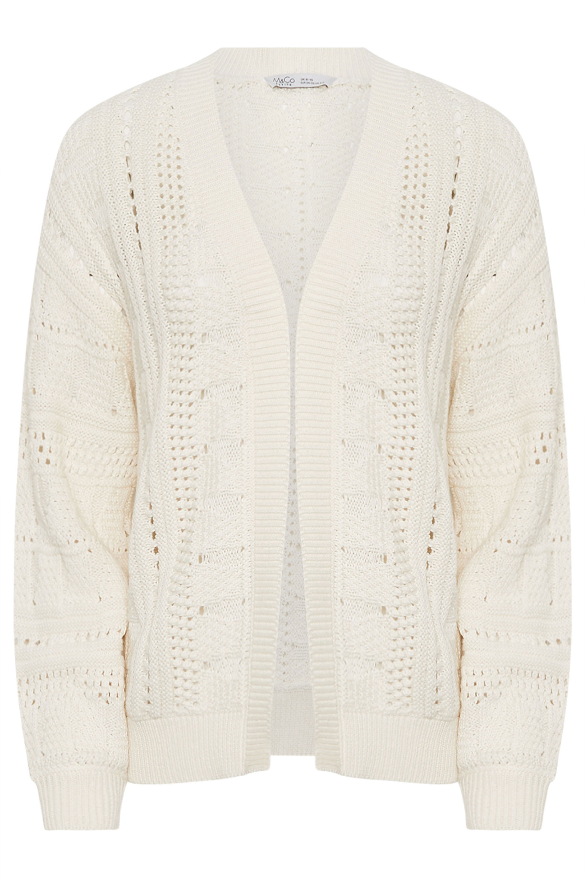 M&Co Petite Cream Crochet Knitted Cardigan | M&Co  5