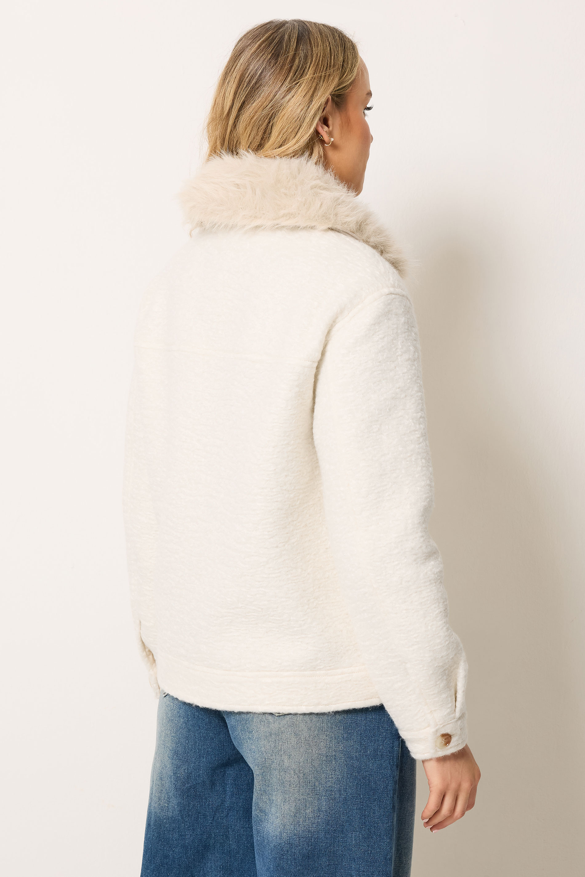 LTS Tall Women's Ivory White Faux Fur Coat | Long Tall Sally 4