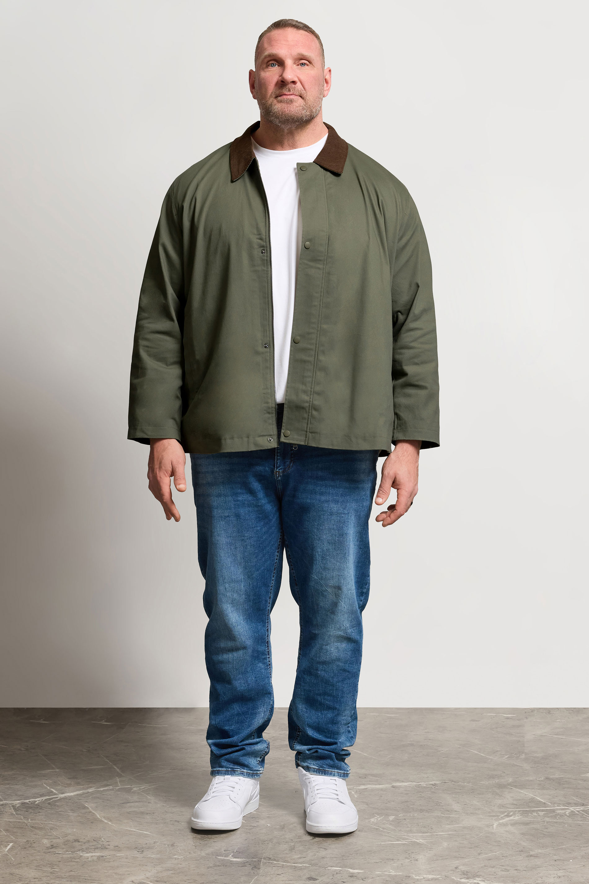 JACK & JONES Big & Tall Olive Green Worker Jacket | BadRhino 1