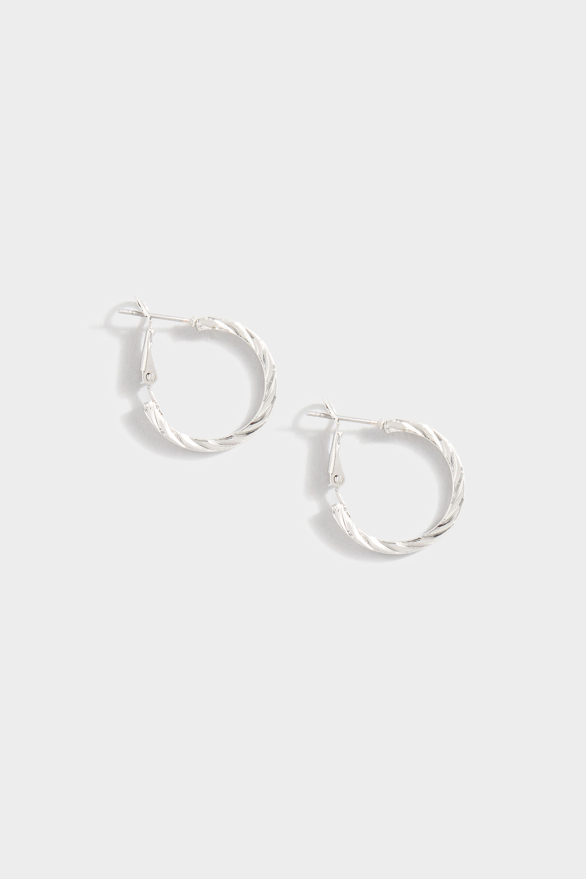 Silver Twisted Style Hoop Earrings 1