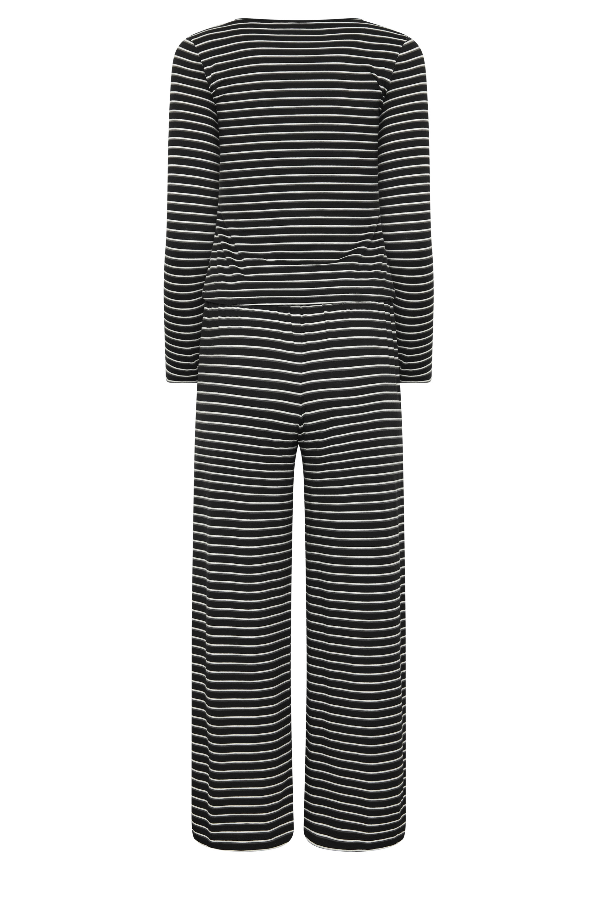 PixieGirl Petite Women's Set Black Stripe Cotton Button Top & Wide Leg Trousers | PixieGirl 6