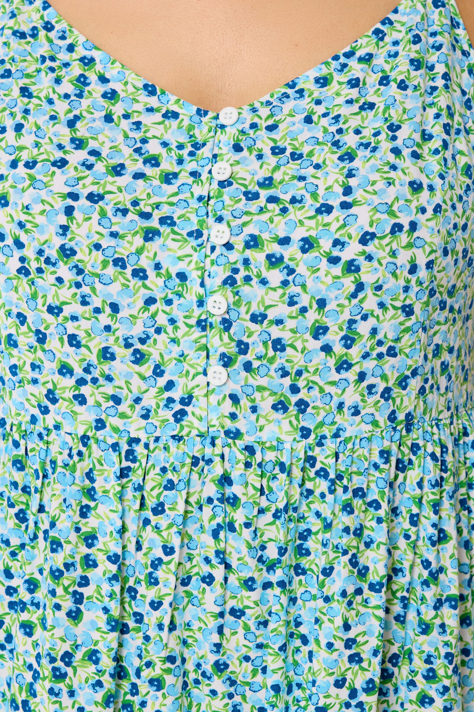 YOURS Plus Size Blue Ditsy Floral Strappy Midi Sundress | Yours Clothing 4