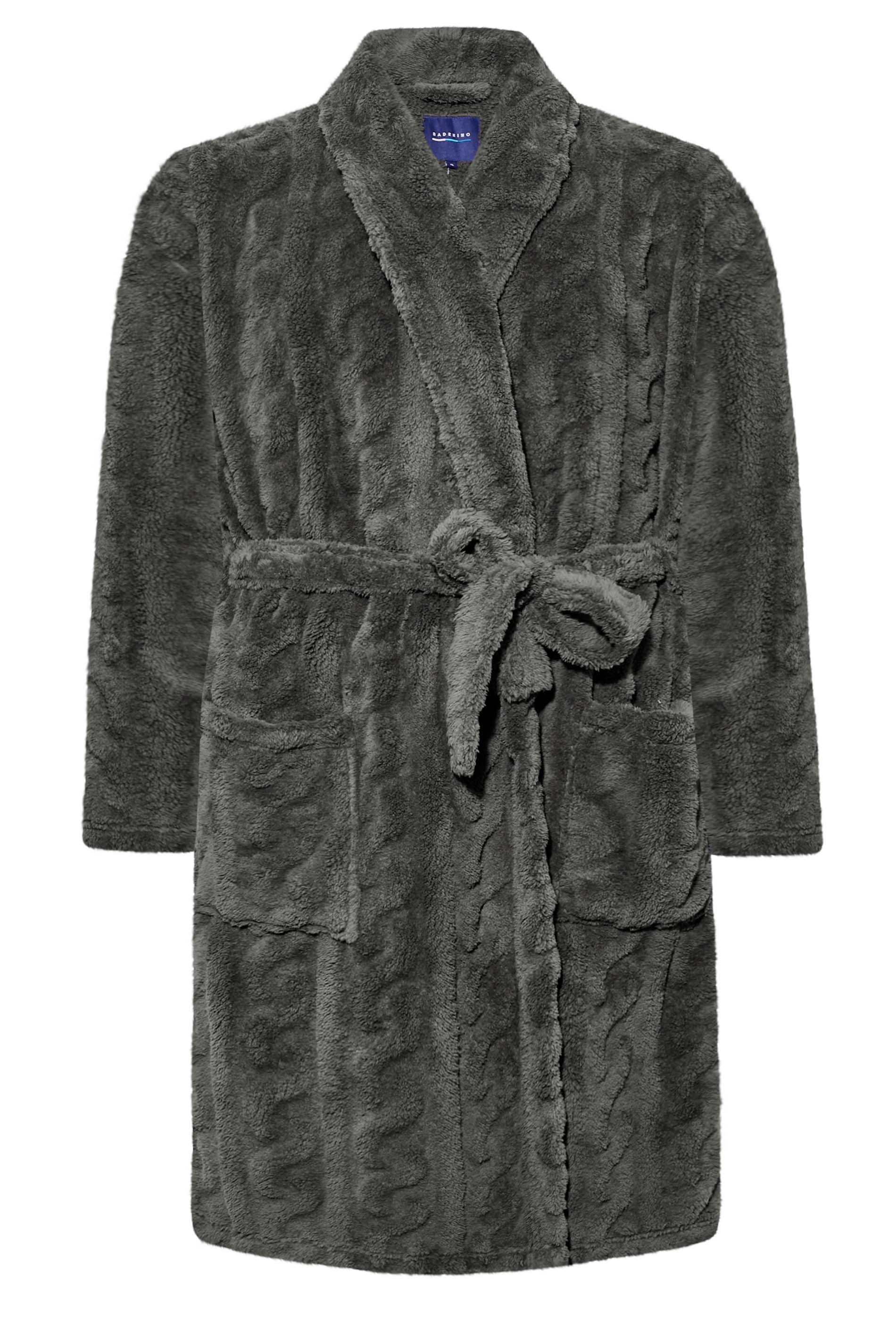 BadRhino Big & Tall Grey Cable Dressing Gown 1